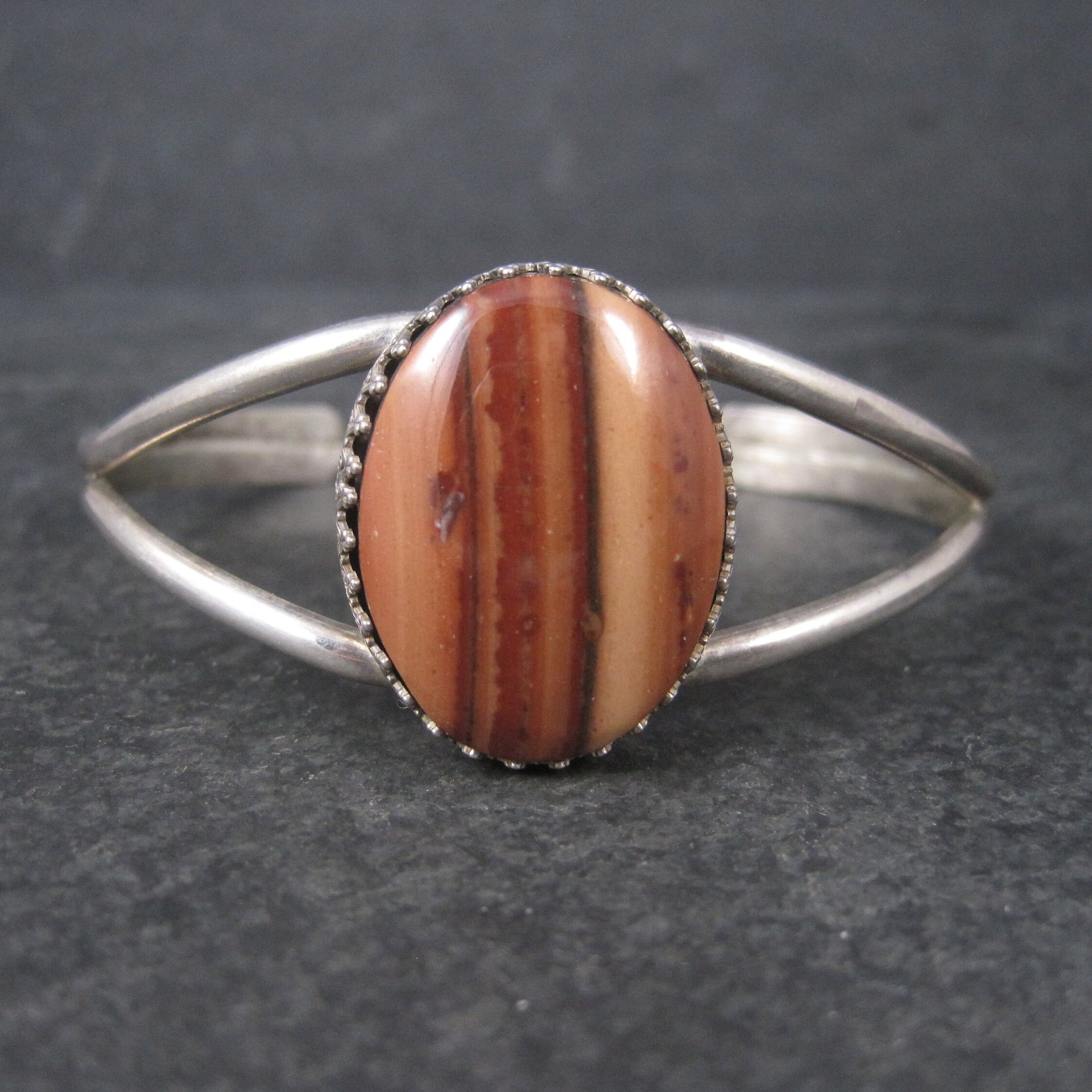 Vintage Southwestern Sterling Agate Cuff Bracelet 6 Inches