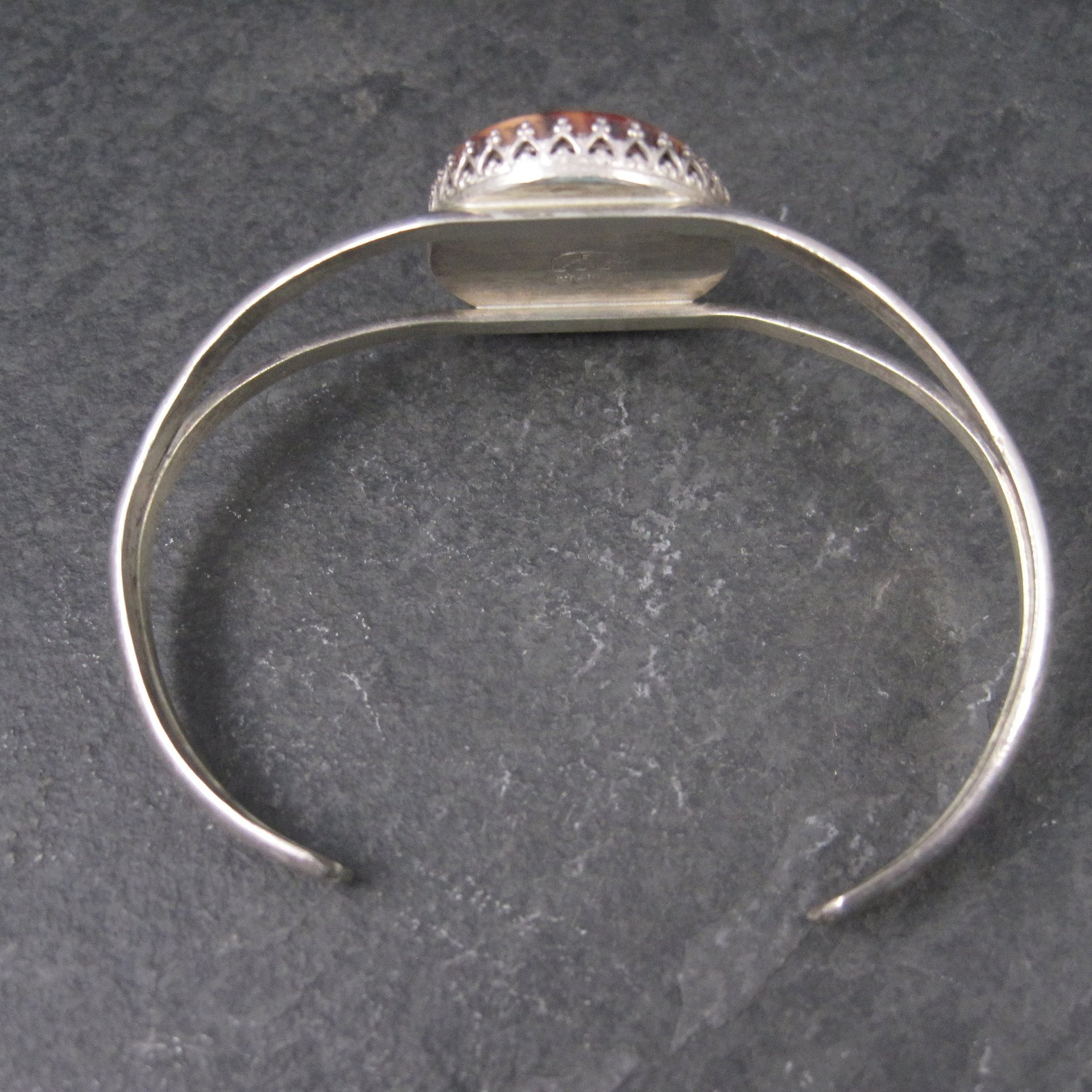 Vintage Southwestern Sterling Agate Cuff Bracelet 6 Inches