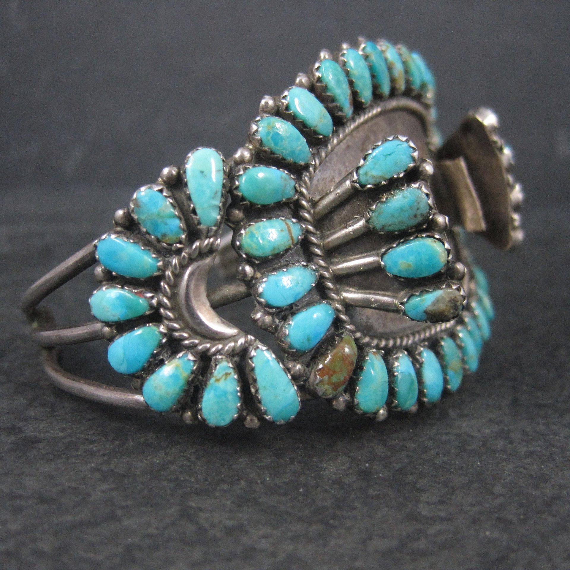 Vintage Zuni Petit Point Turquoise Watch Band Cuff Bracelet 6.5 Inches Judy Wallace