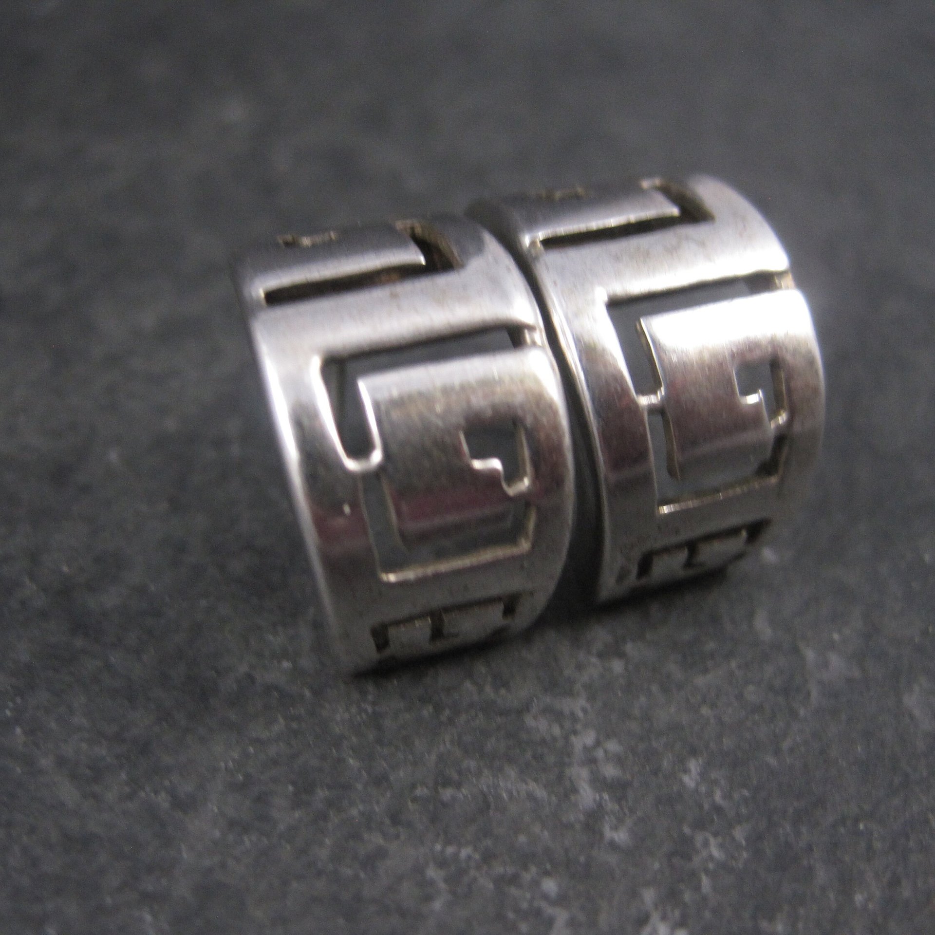 Vintage Sterling Greek Key Half Hoop Earrings