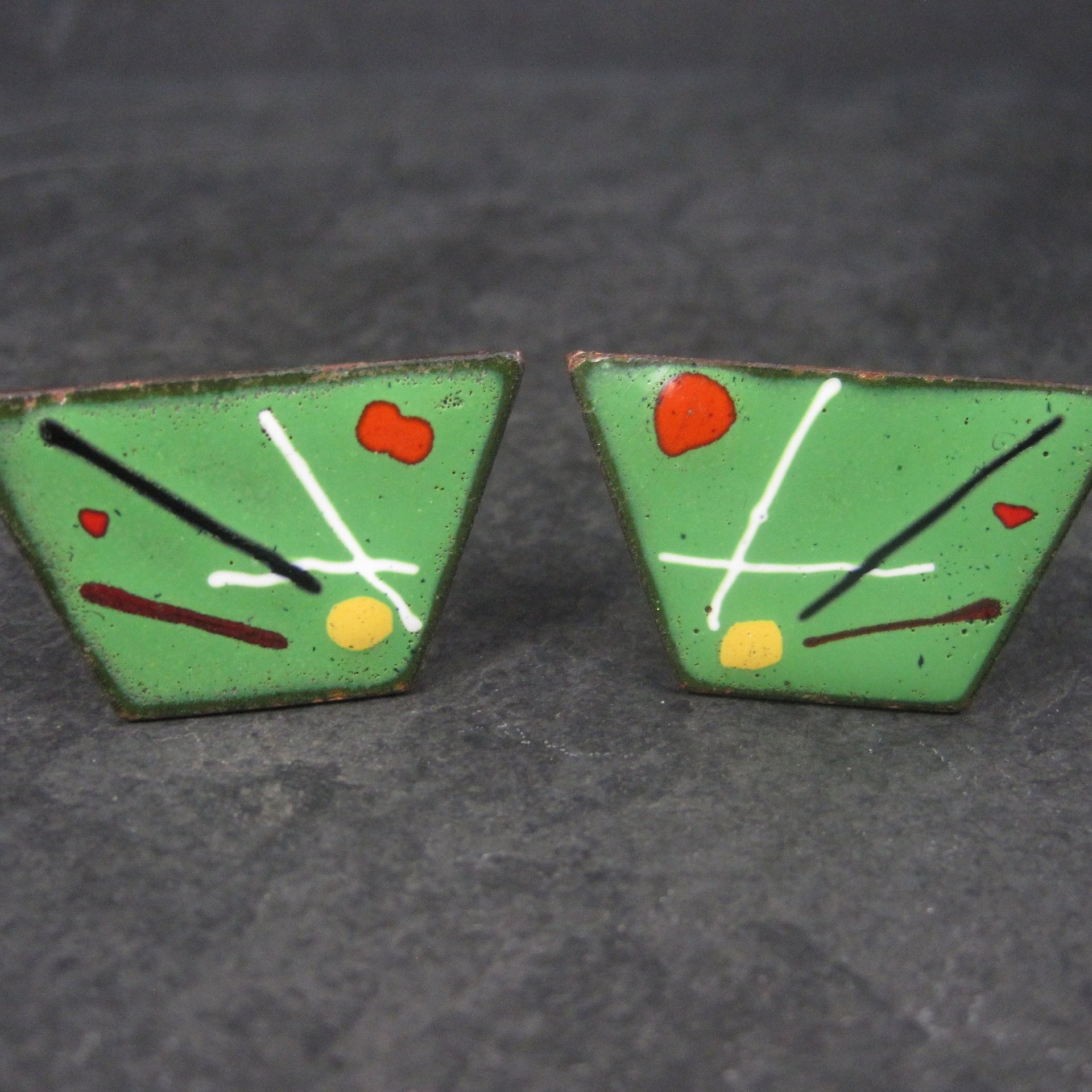 Vintage Copper Enamel Abstract Cufflinks