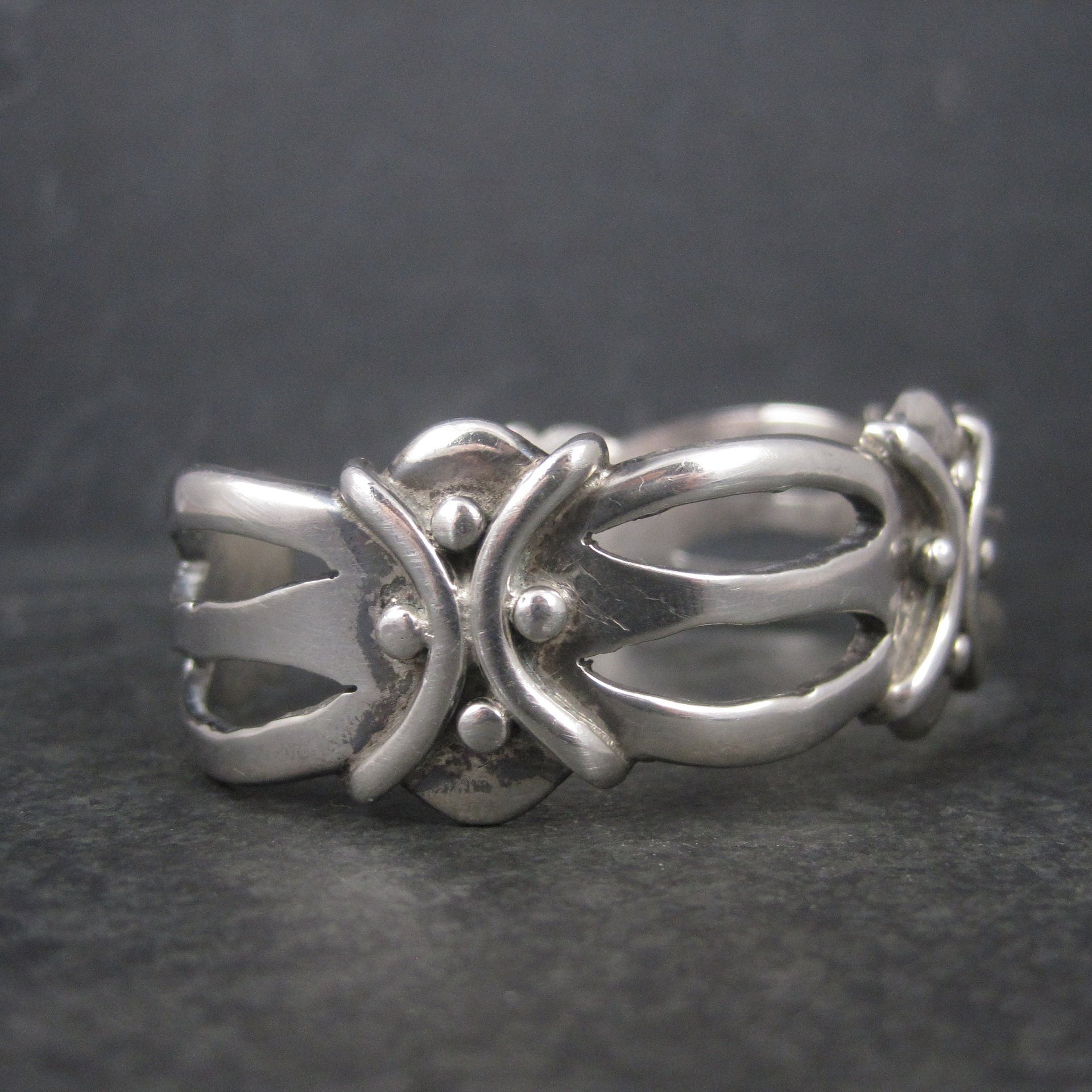 Vintage Mexican 980 Silver Cuff Bracelet 6.5 Inches