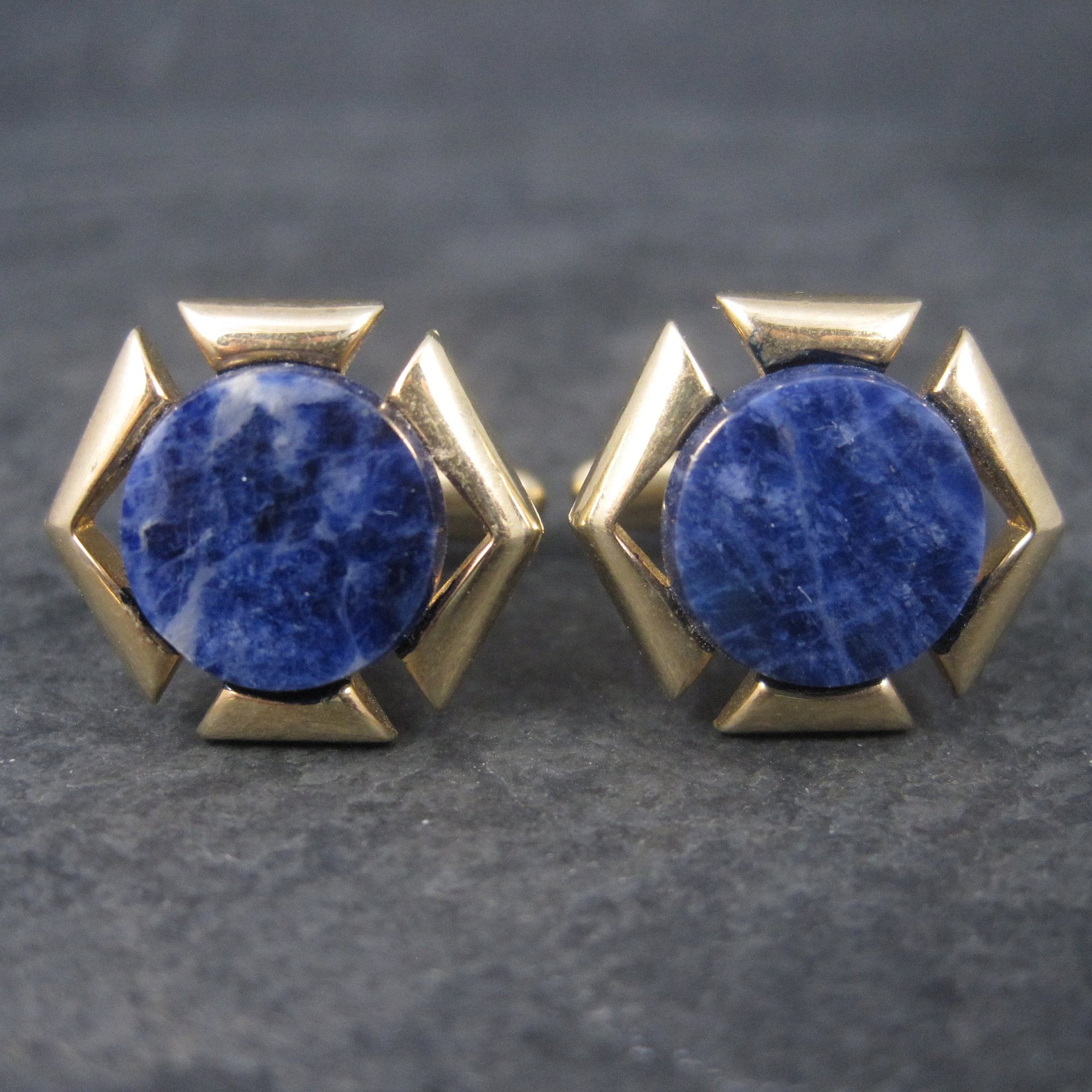 Vintage Sodalite Cufflinks and Tie Tack Set