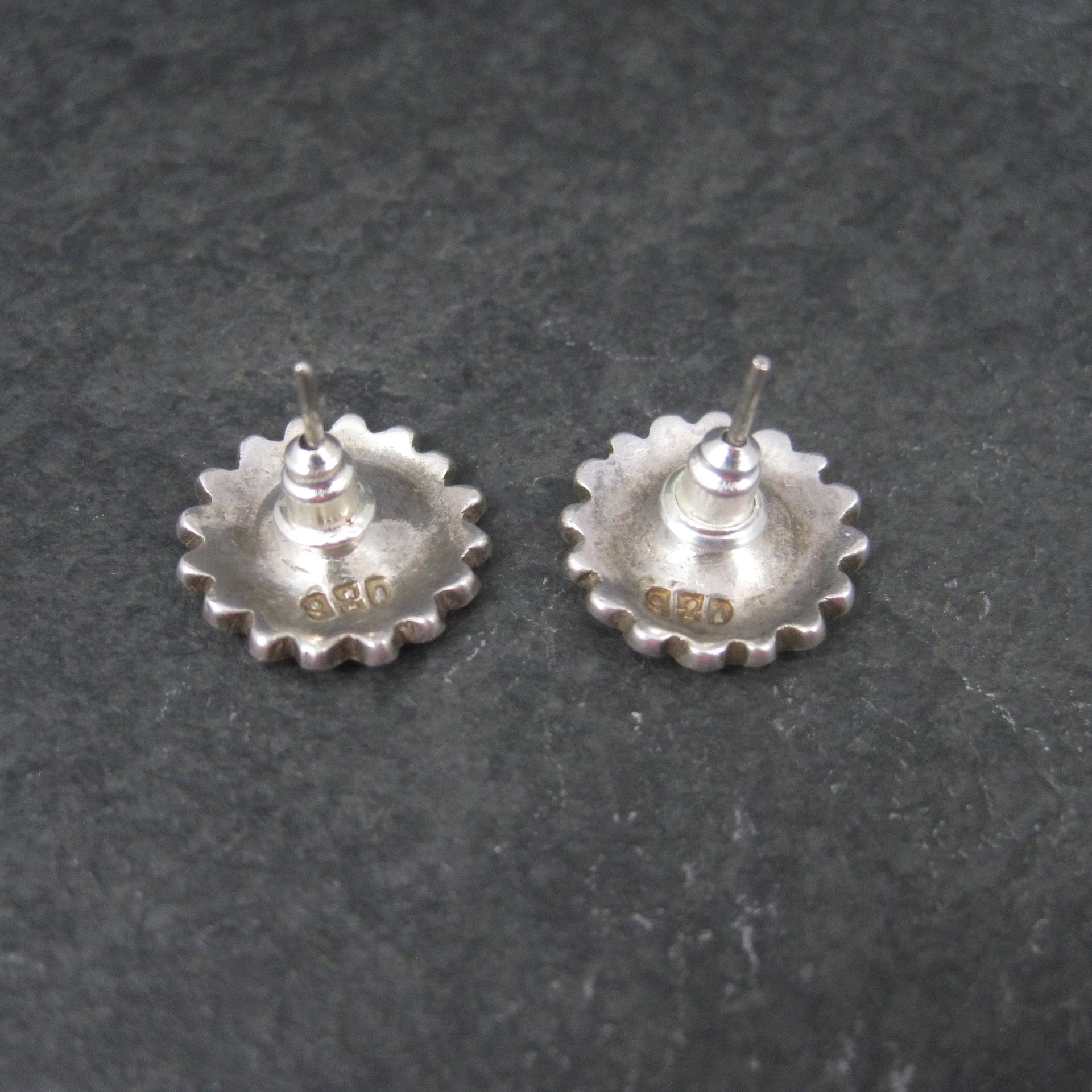 Vintage 980 Sterling Purple Enamel Flower Earrings