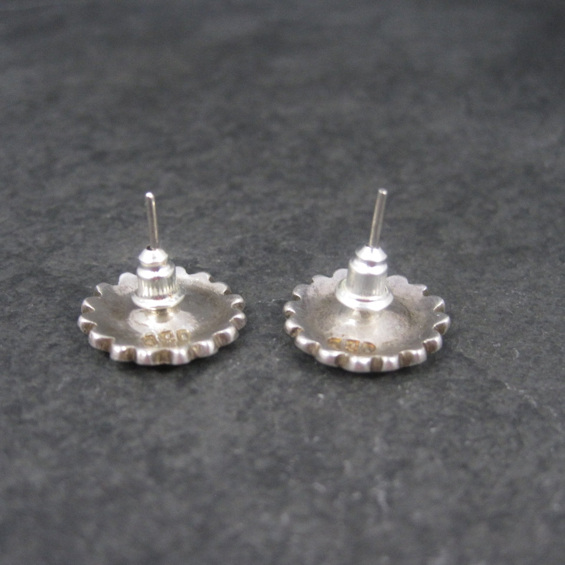 Vintage 980 Sterling Purple Enamel Flower Earrings