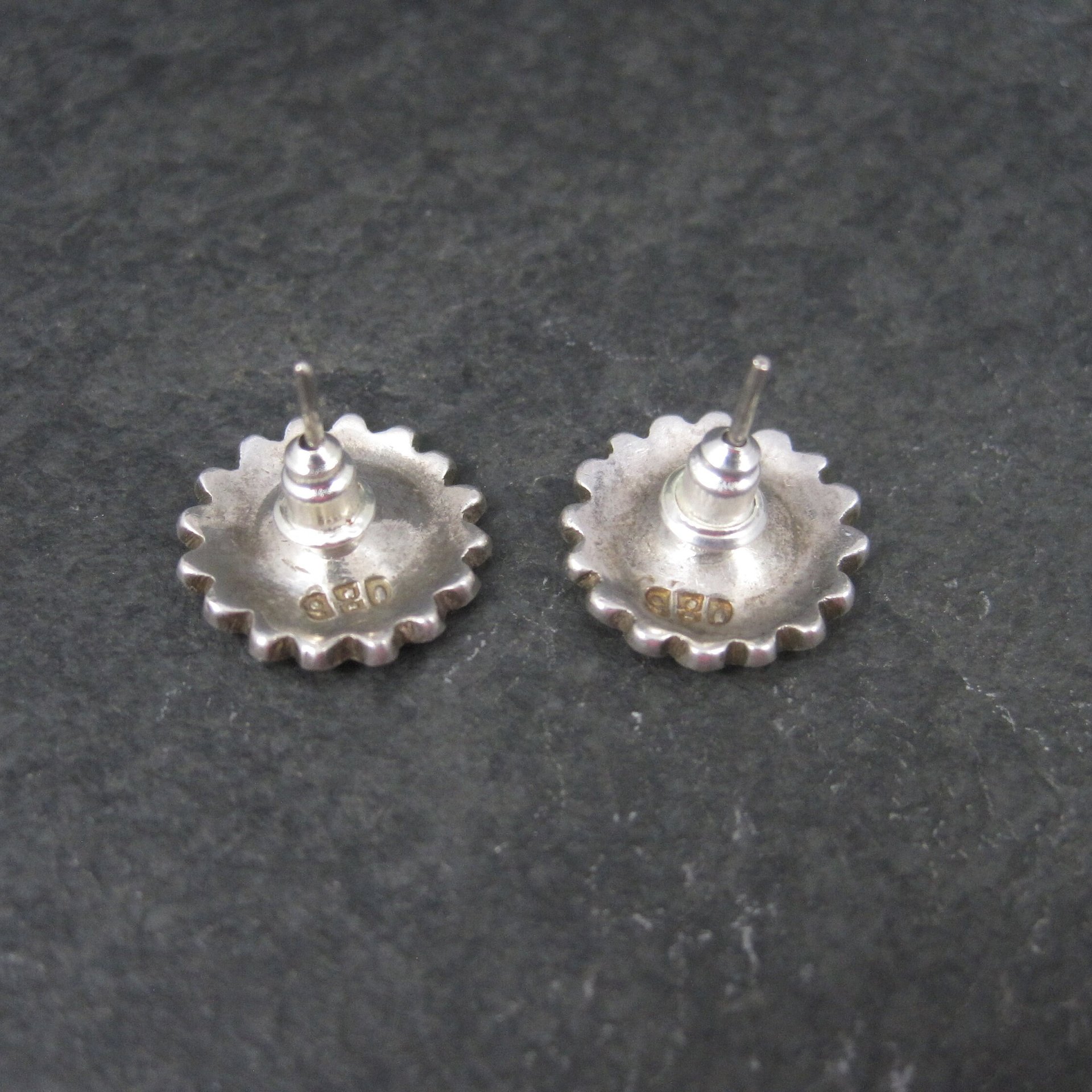 Vintage 980 Sterling Purple Enamel Flower Earrings