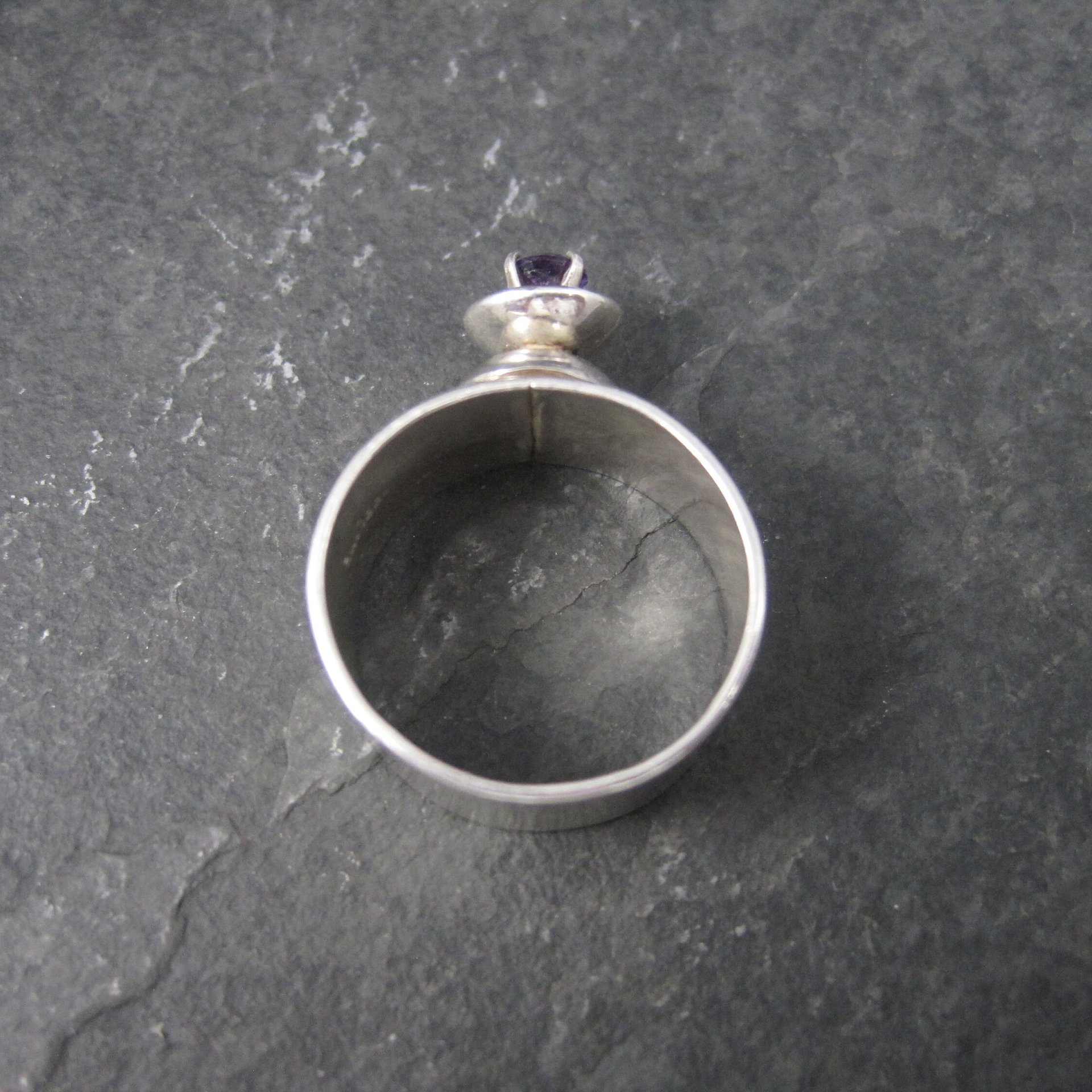 Vintage Sterling High Set Amethyst Ring Size 6.5