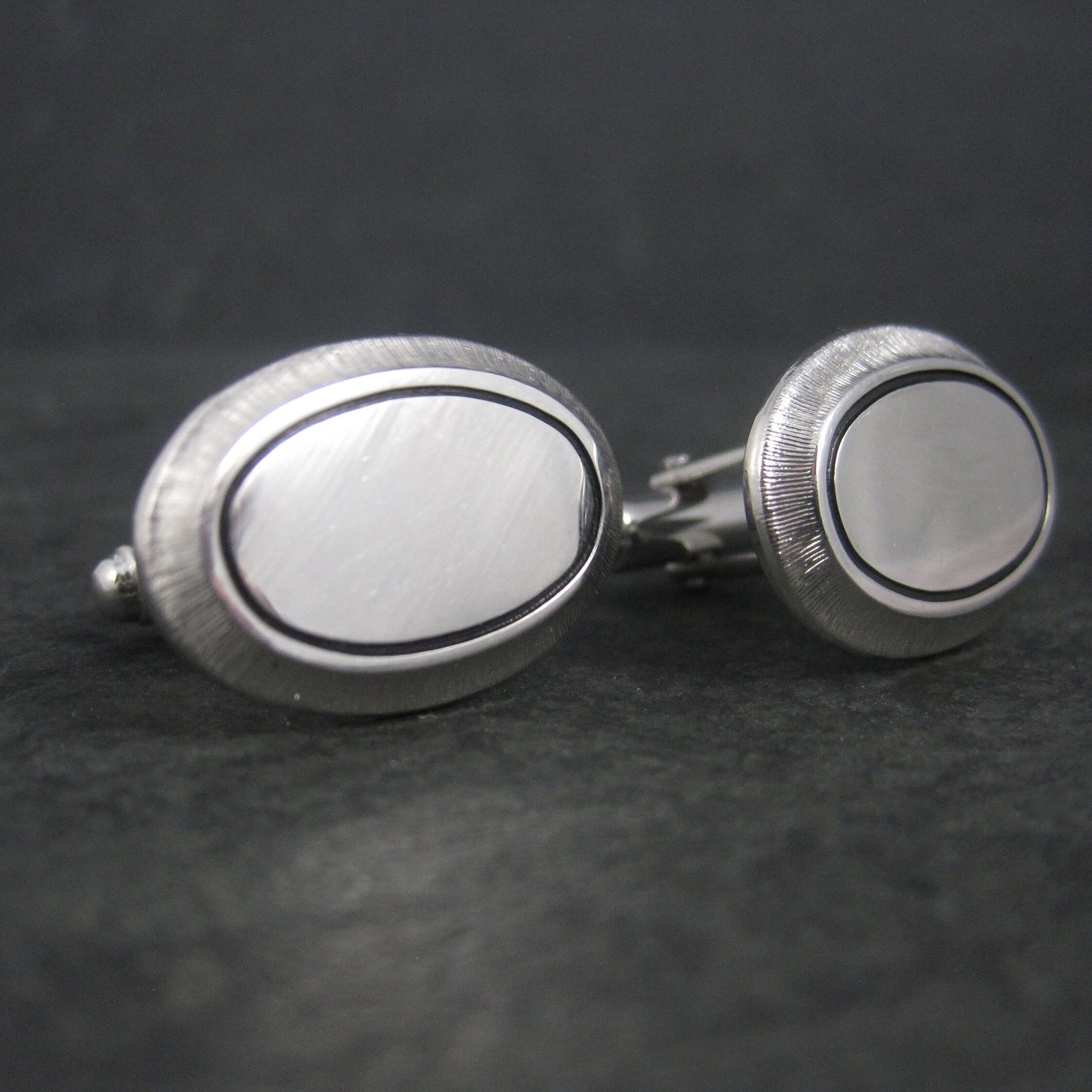 Vintage Engravable Silvertone Cufflinks