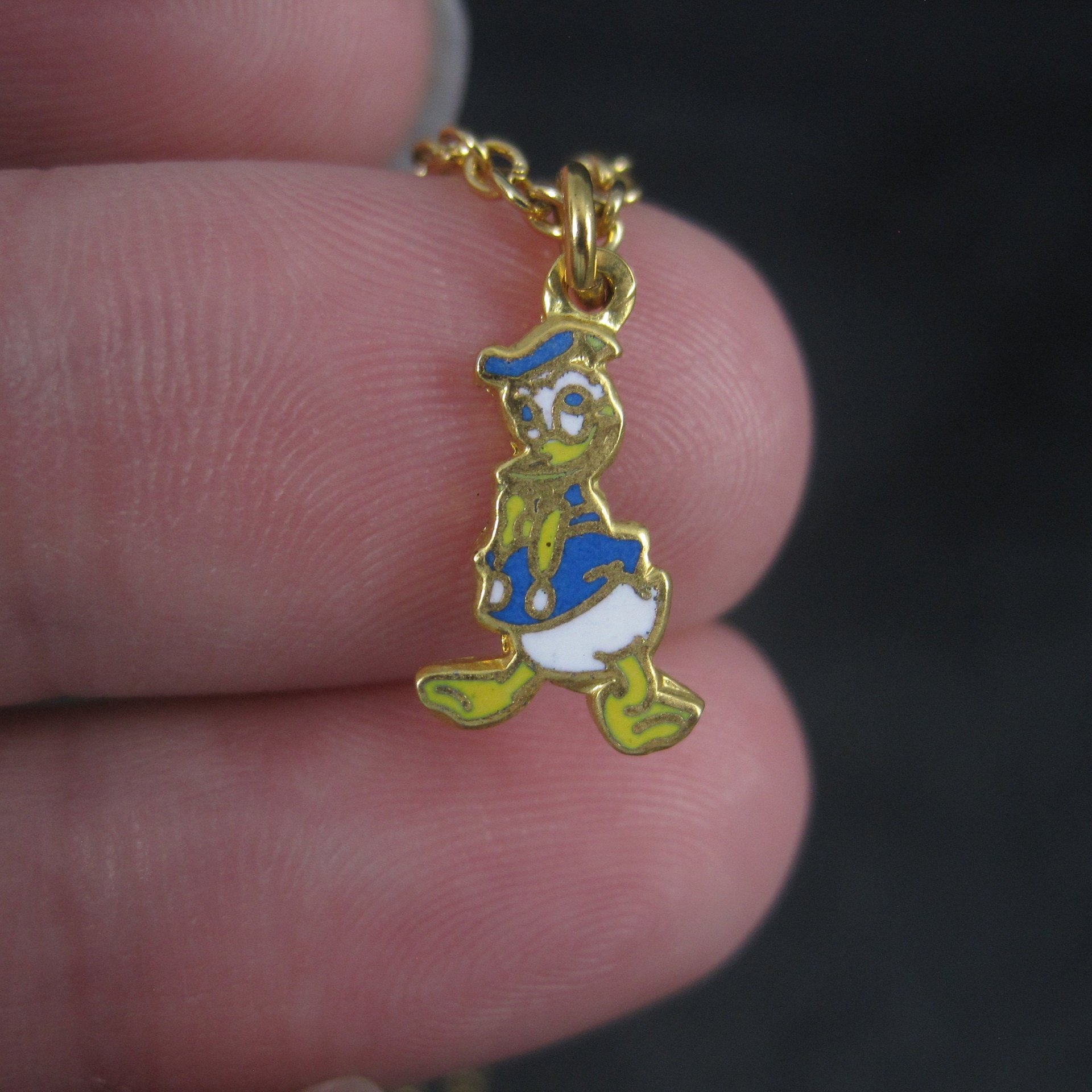 Vintage Donald Duck Pendant Necklace Kids Licensed Disney Enamel