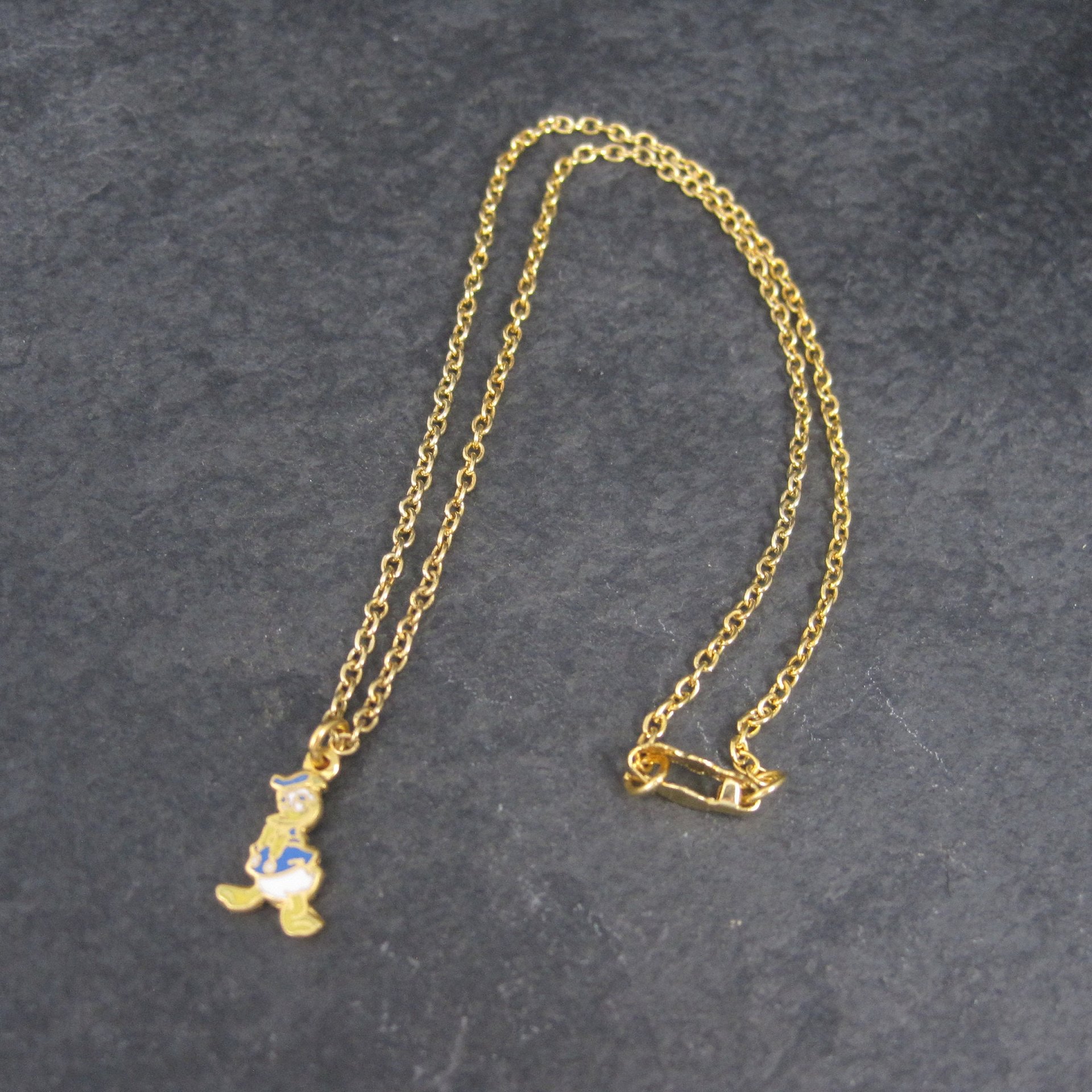 Vintage Donald Duck Pendant Necklace Kids Licensed Disney Enamel