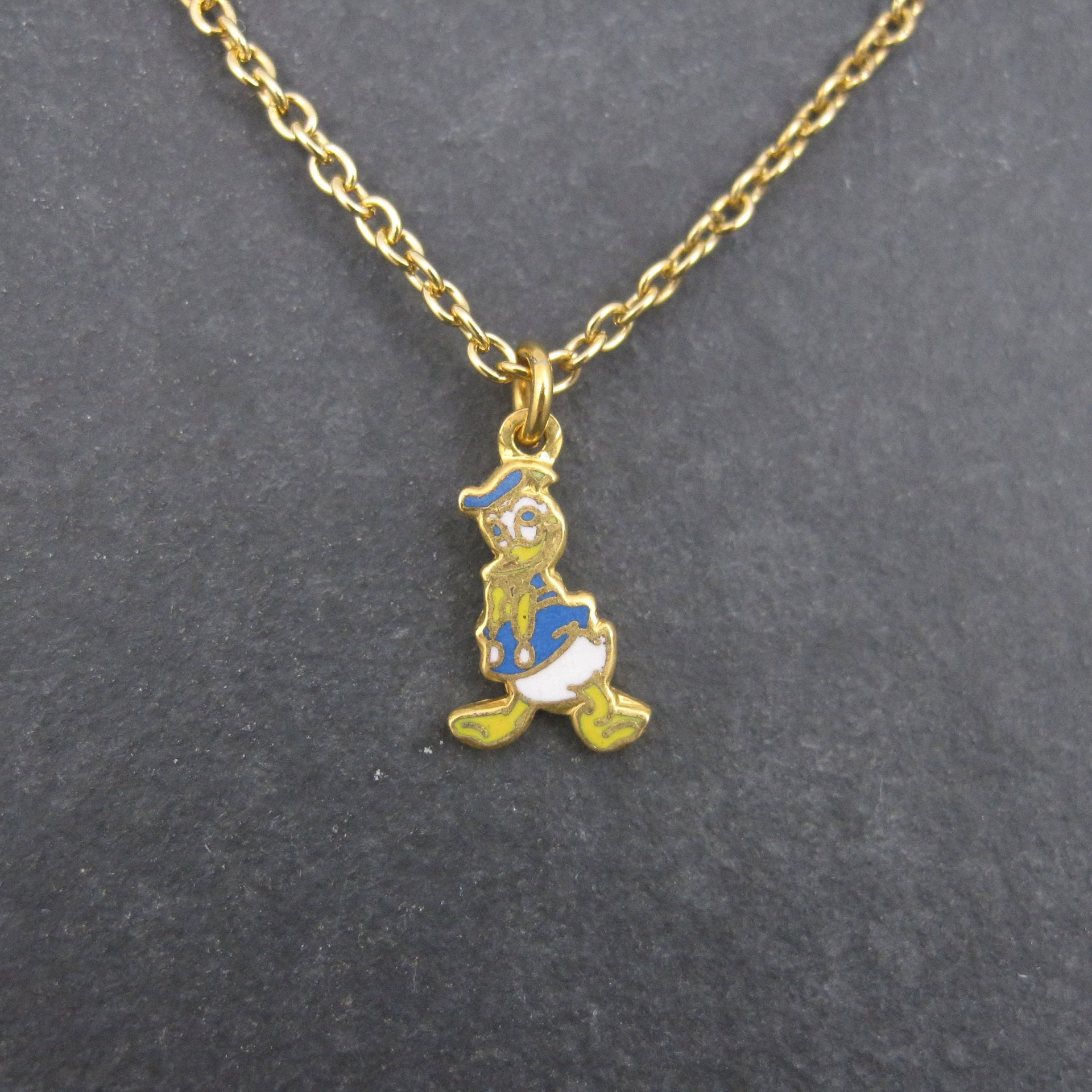 Vintage Donald Duck Pendant Necklace Kids Licensed Disney Enamel