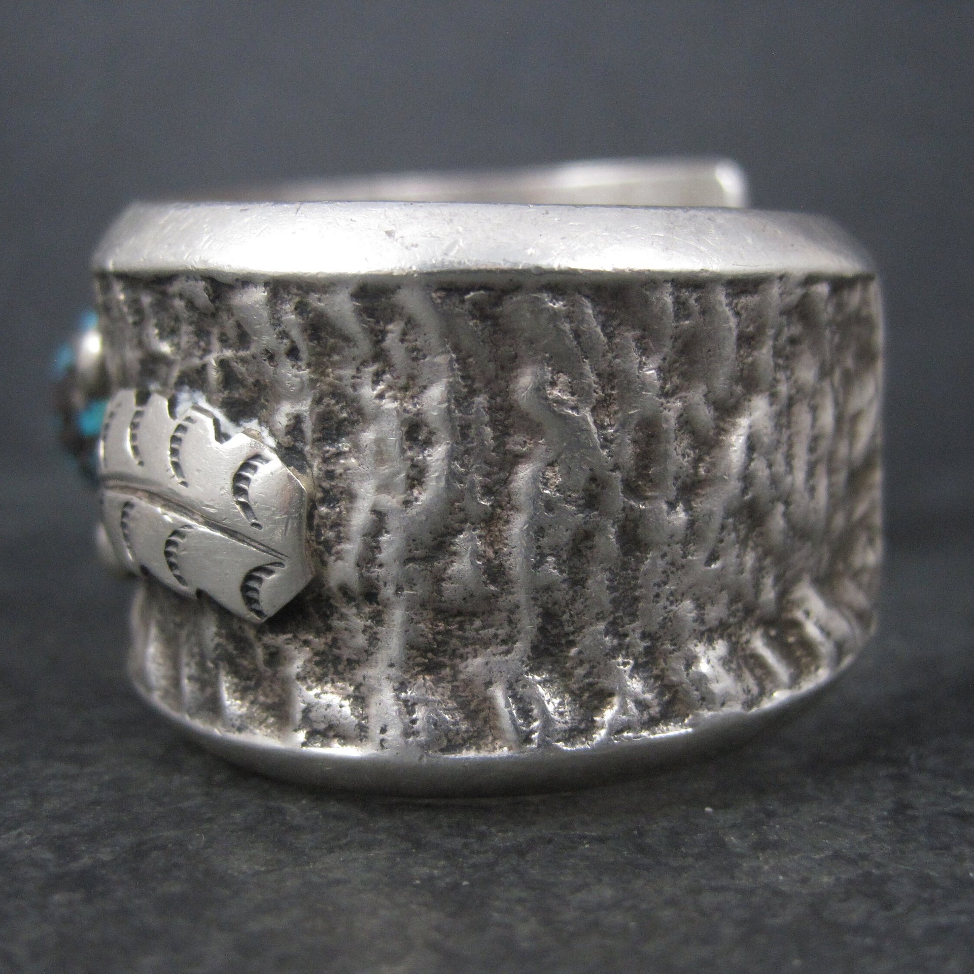 Turquoise Cuff Bracelet 6.25 Inches Heavy Vintage Native American Sandcast Aztec