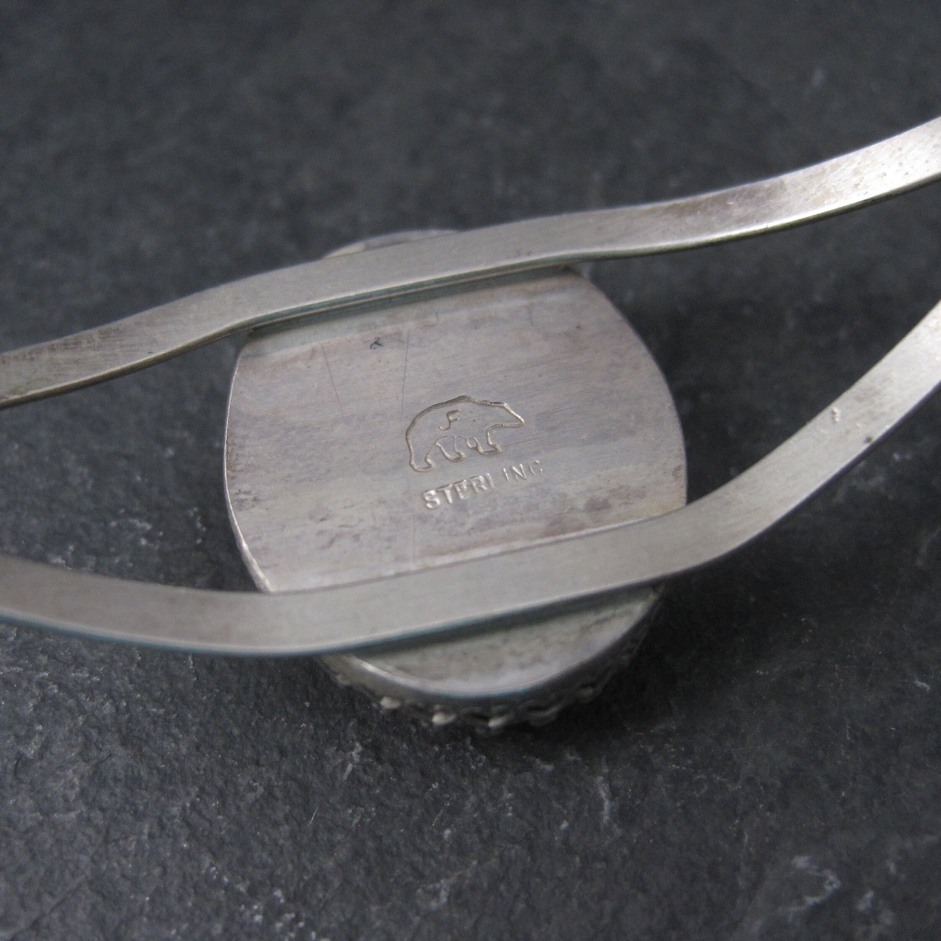 Vintage Southwestern Sterling Agate Cuff Bracelet 6 Inches