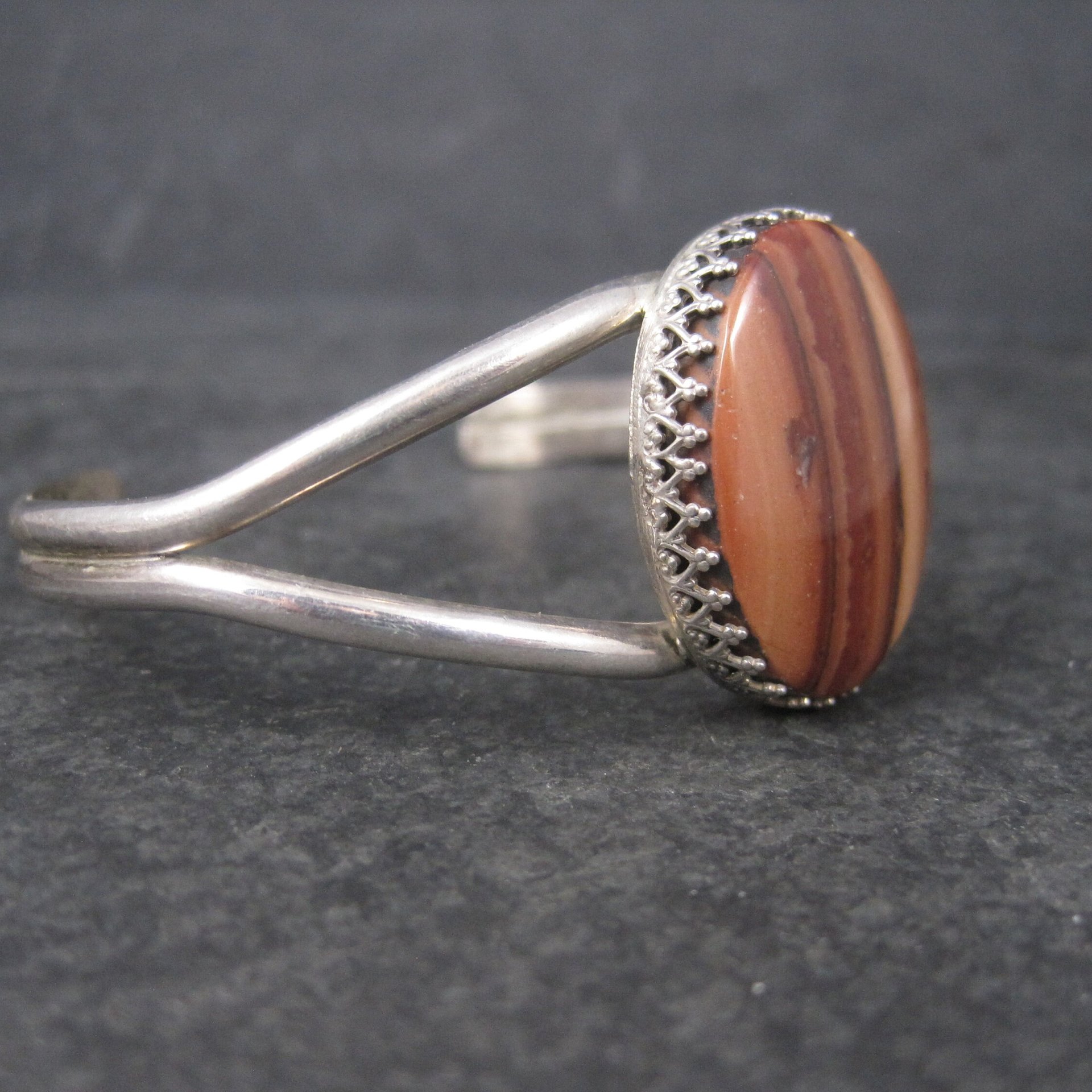 Vintage Southwestern Sterling Agate Cuff Bracelet 6 Inches