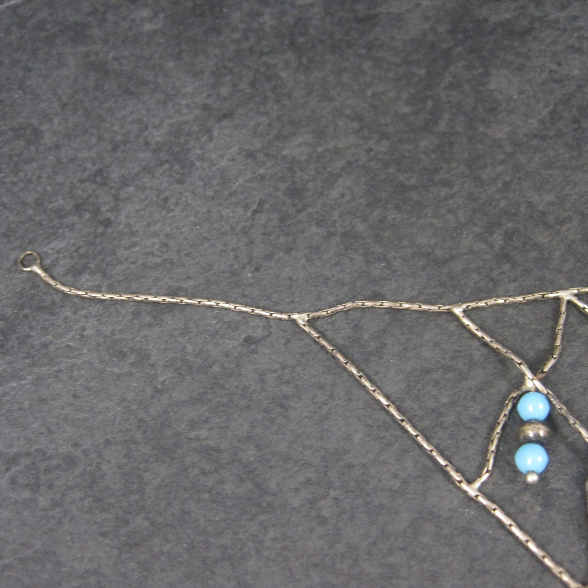Vintage Sterling Turquoise Bead Liquid Slave Bracelet 7 Inches