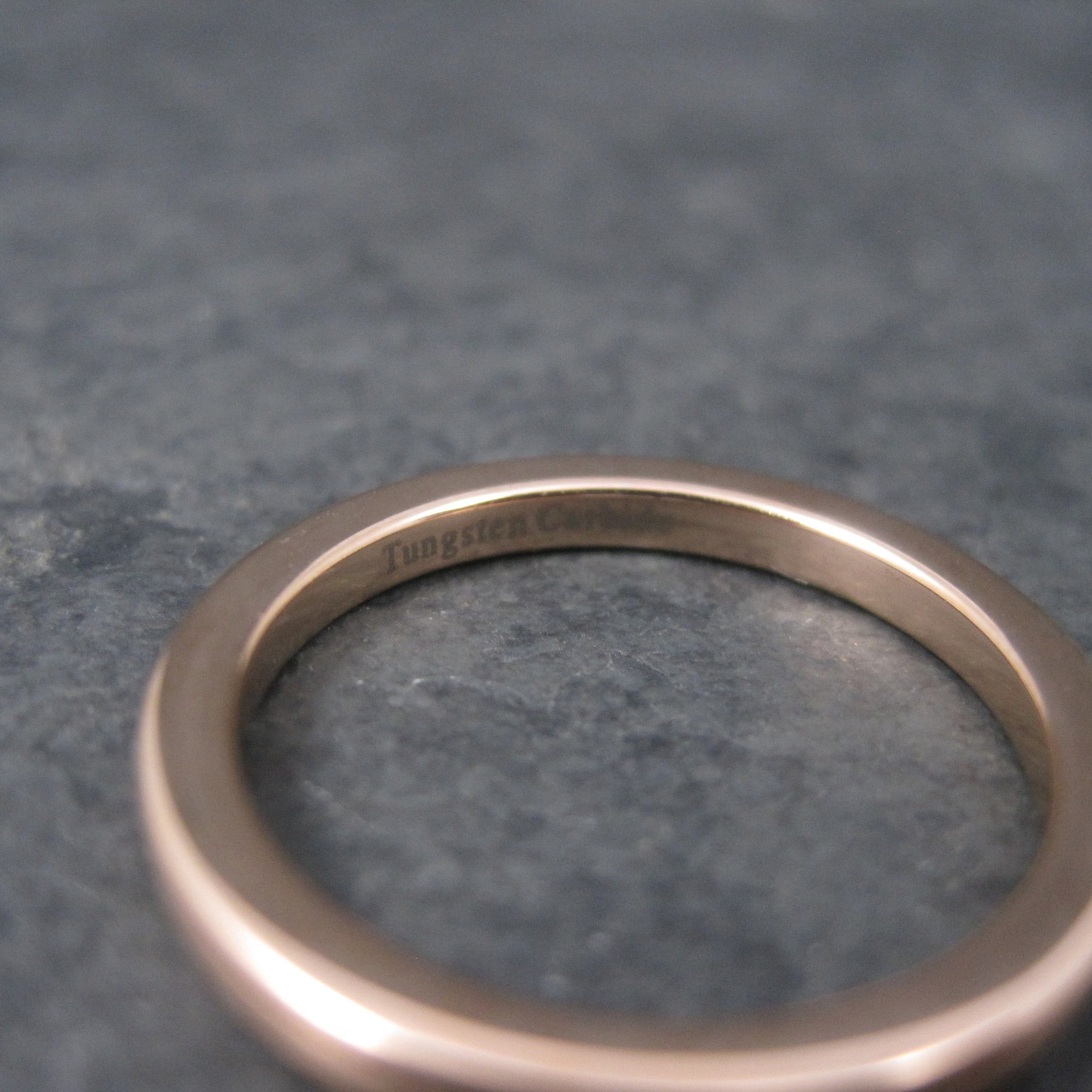Old New 2mm Rose Gold Tungsten Band Ring