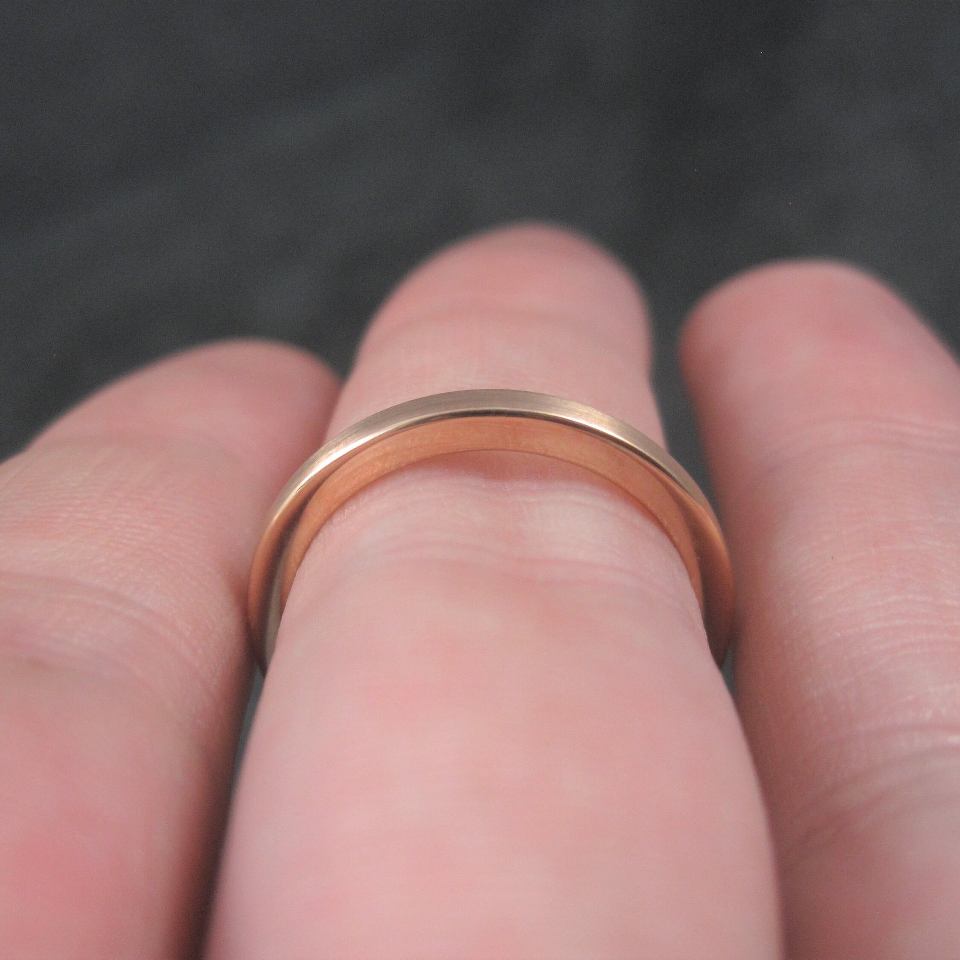 Old New 2mm Rose Gold Tungsten Band Ring