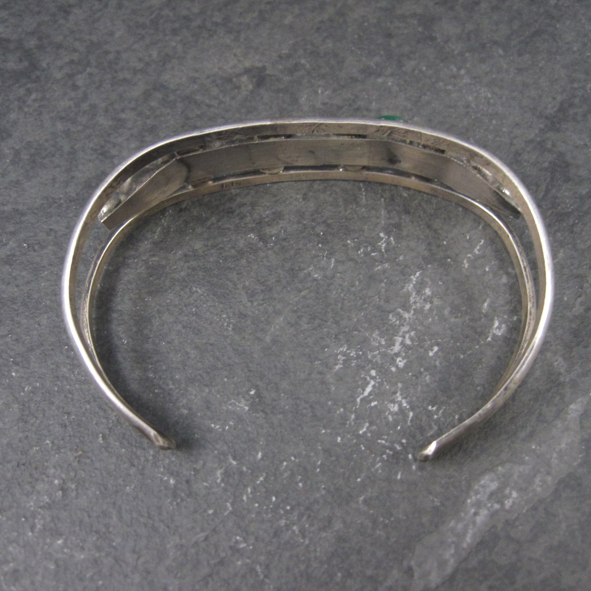 Vintage Southwestern Sterling Malachite Mother of Pearl Cuff Bracelet 6 Inches