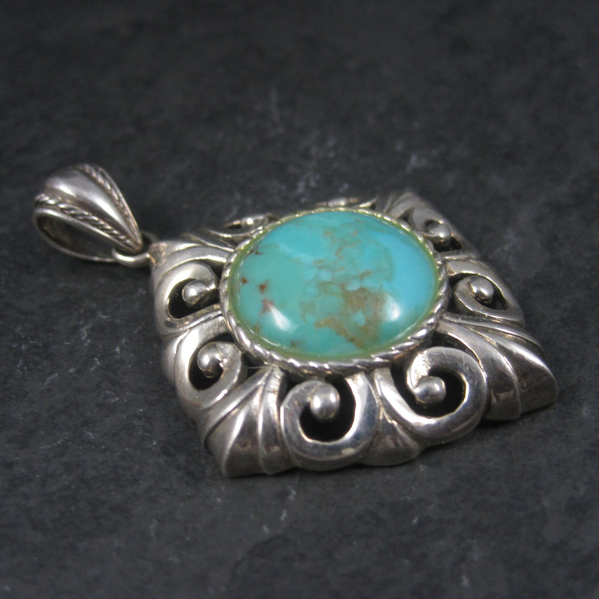 Vintage 90s Sterling Turquoise Pendant Thailand