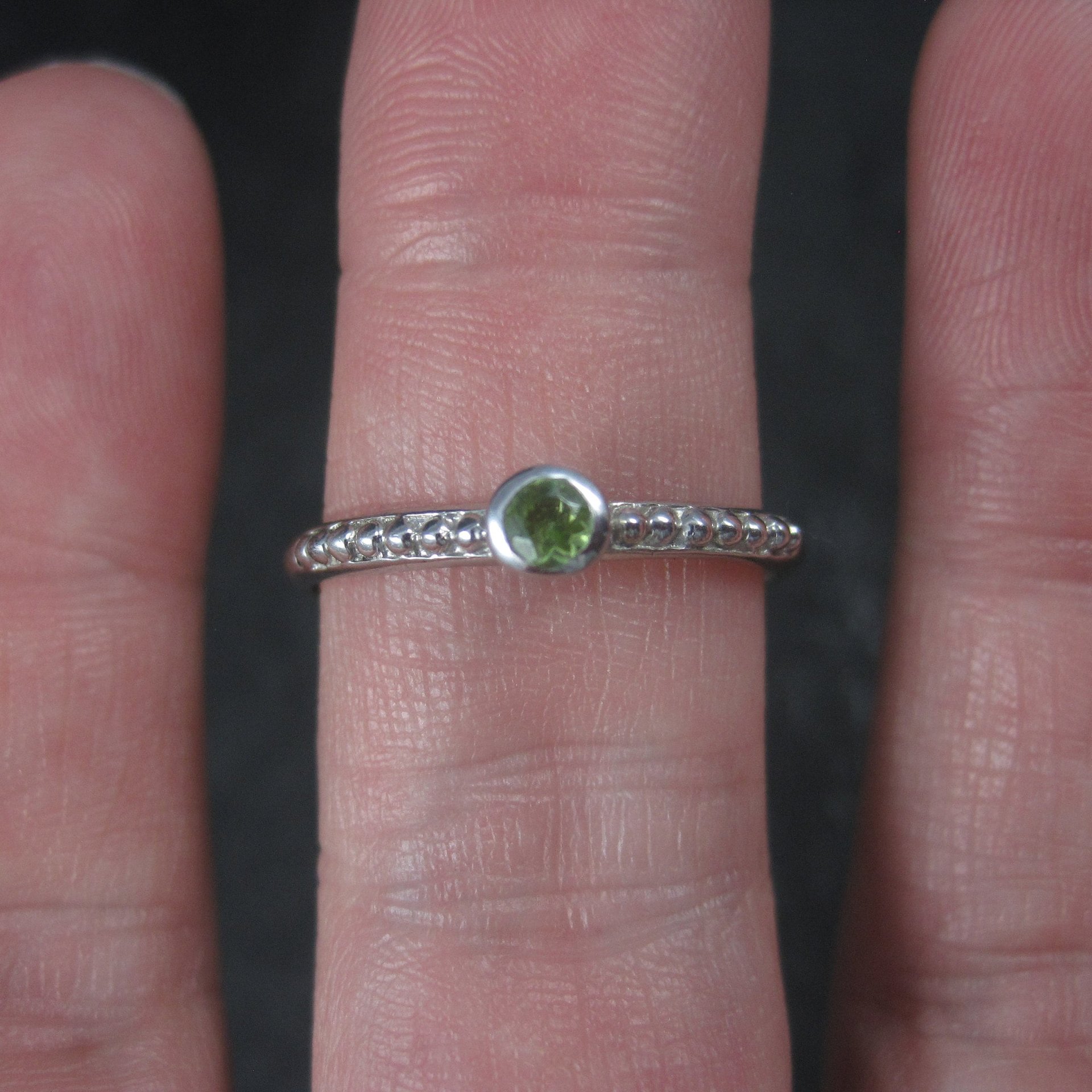 Simple Sterling Peridot Ring Size 9 Clyde Duneier