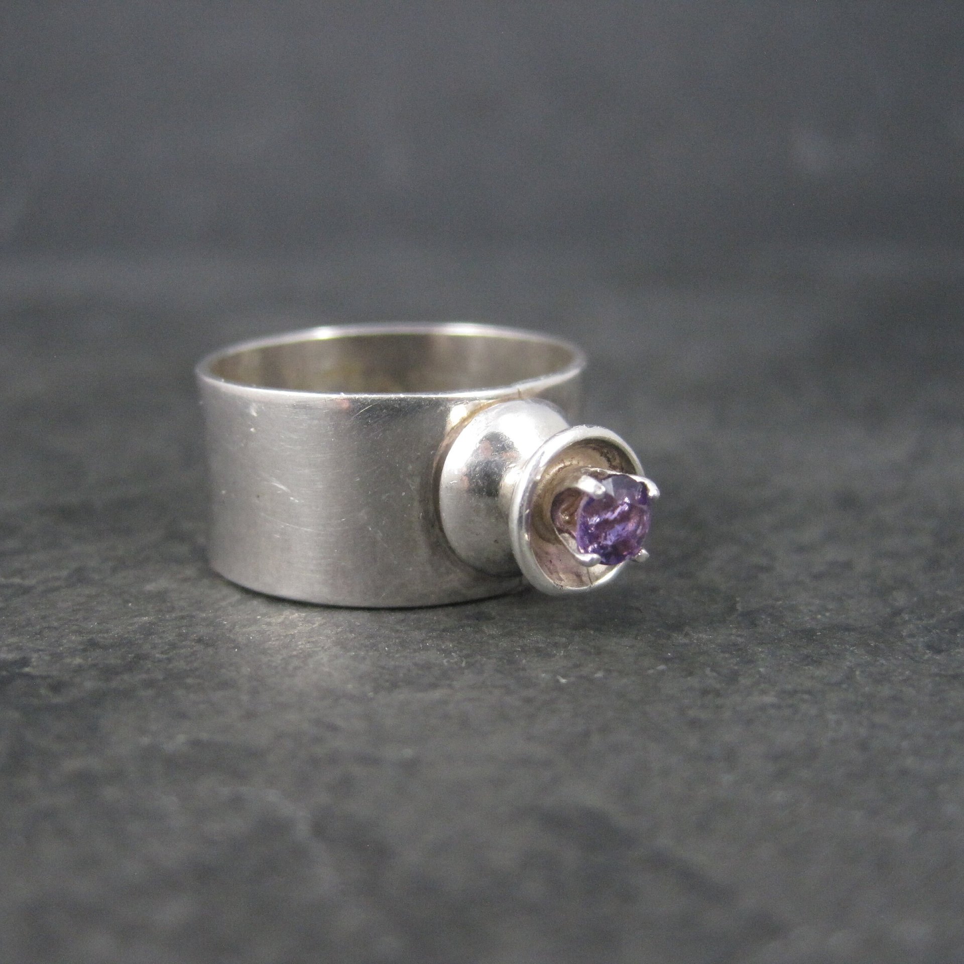 Vintage Sterling High Set Amethyst Ring Size 6.5