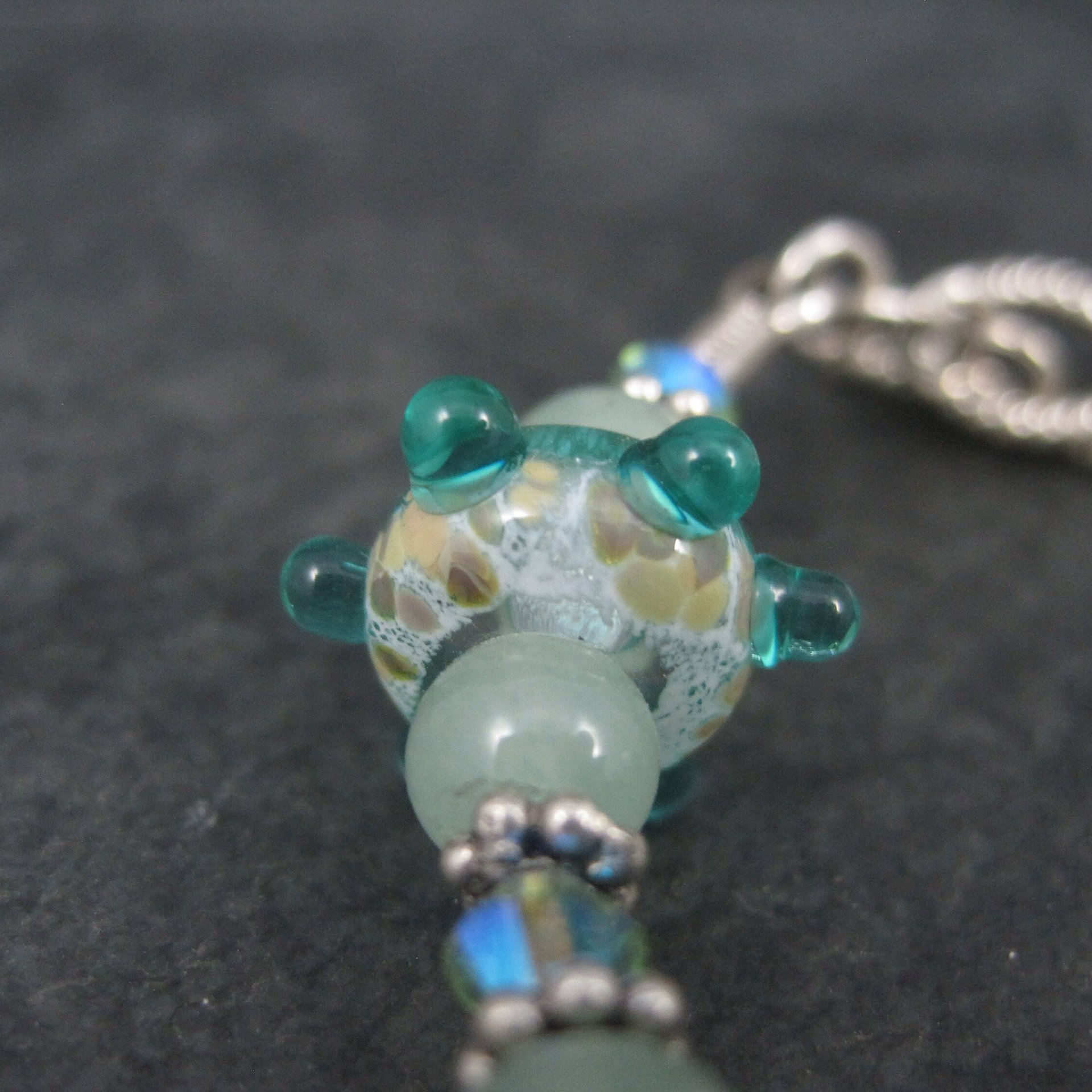 Art Glass Green Lampwork Toggle Bracelet 8 Inches