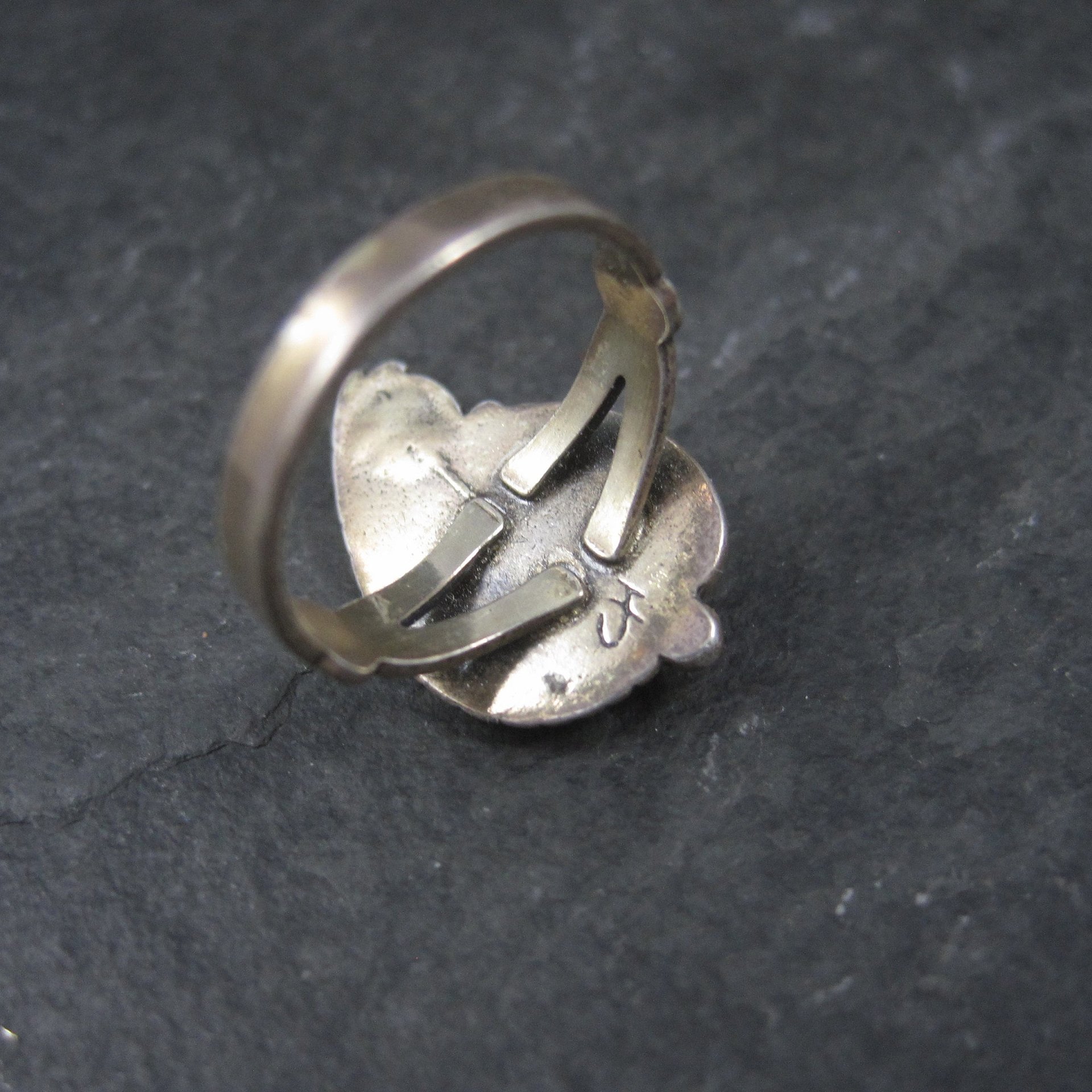 Vintage Southwestern Sterling Paua Shell Feather Ring Size 5.5