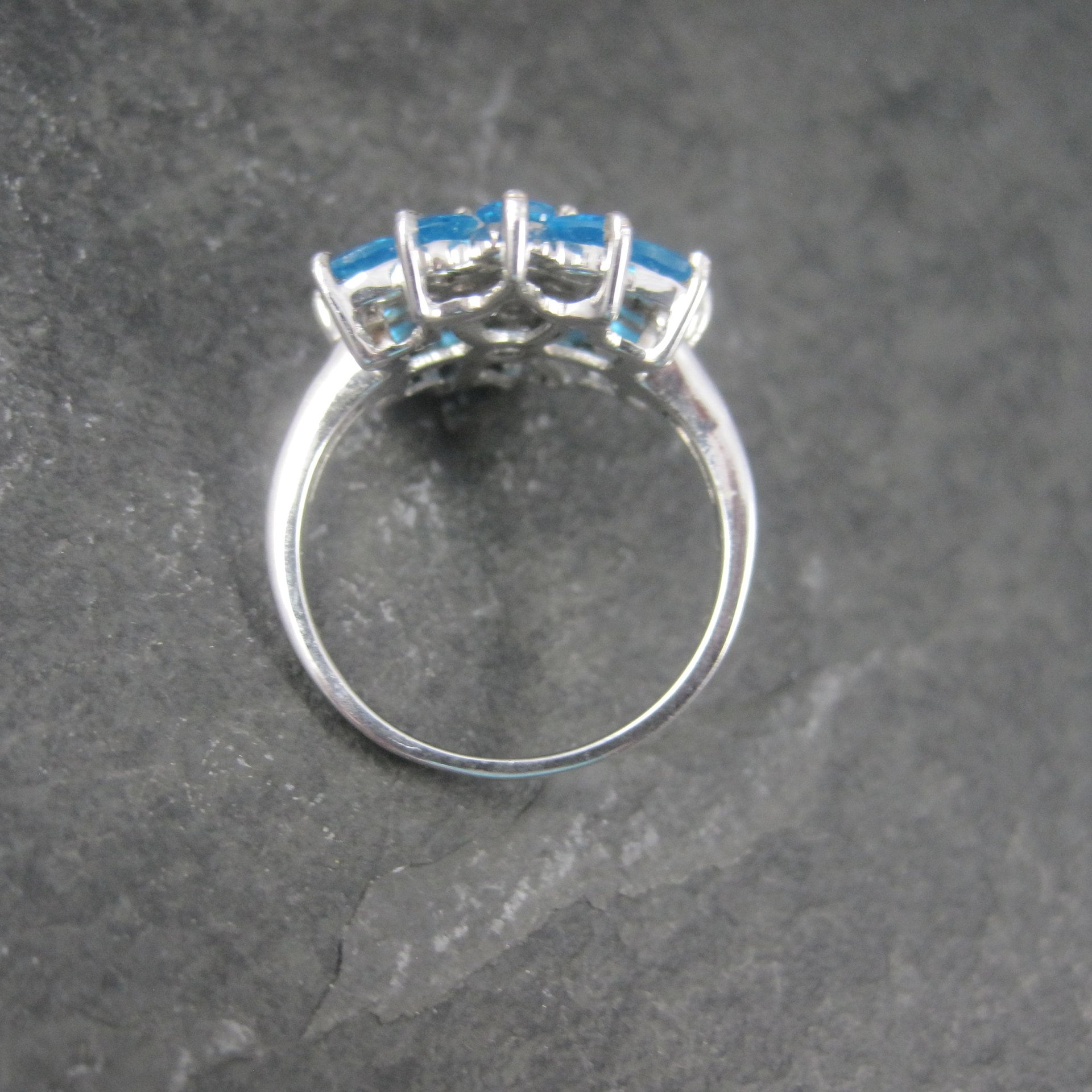Vintage Topaz Flower Ring Size 7 Sterling