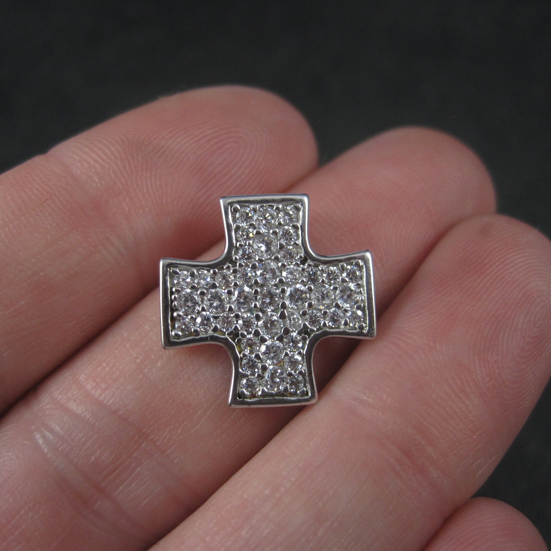Retro Sterling Cz Maltese Cross Pendant