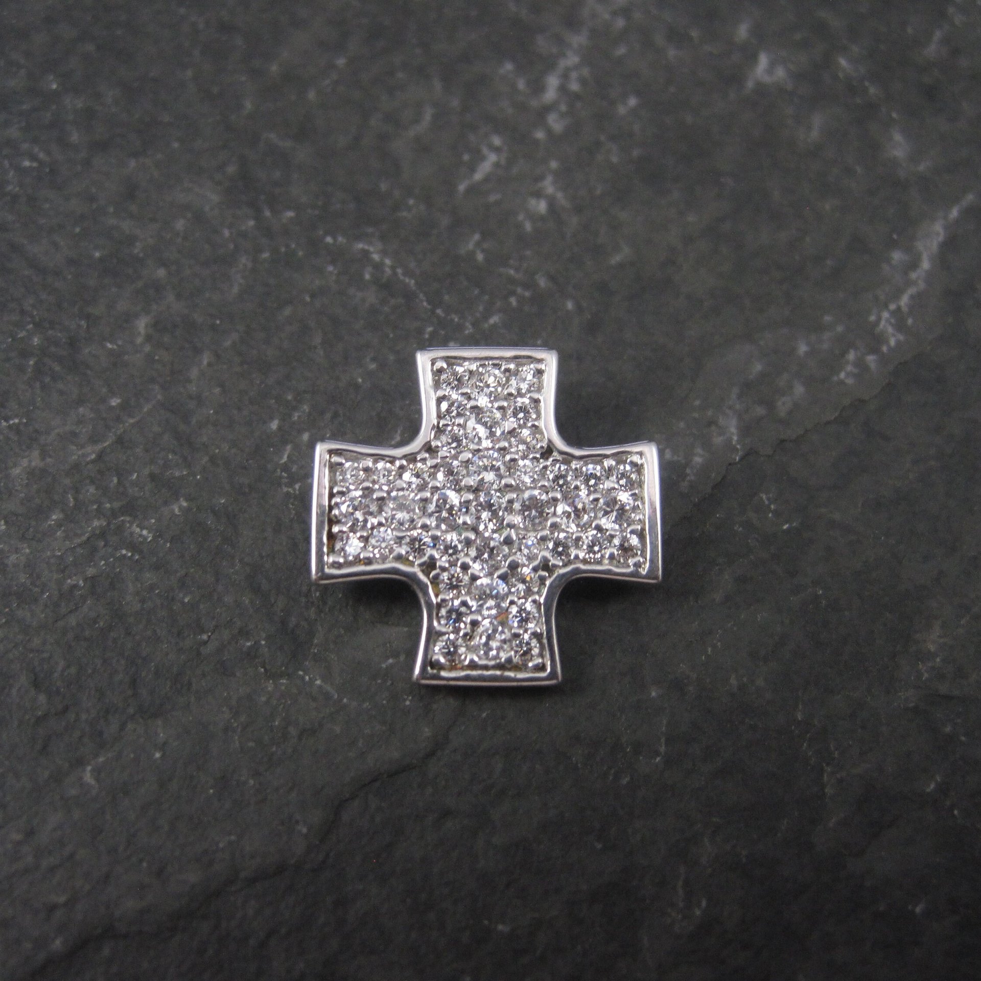 Retro Sterling Cz Maltese Cross Pendant