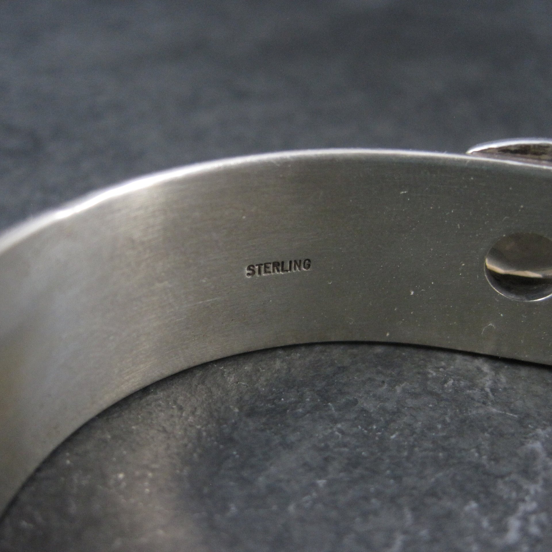 Heavy Southwestern Sterling Citrine Cuff Bracelet 6.5 Inches