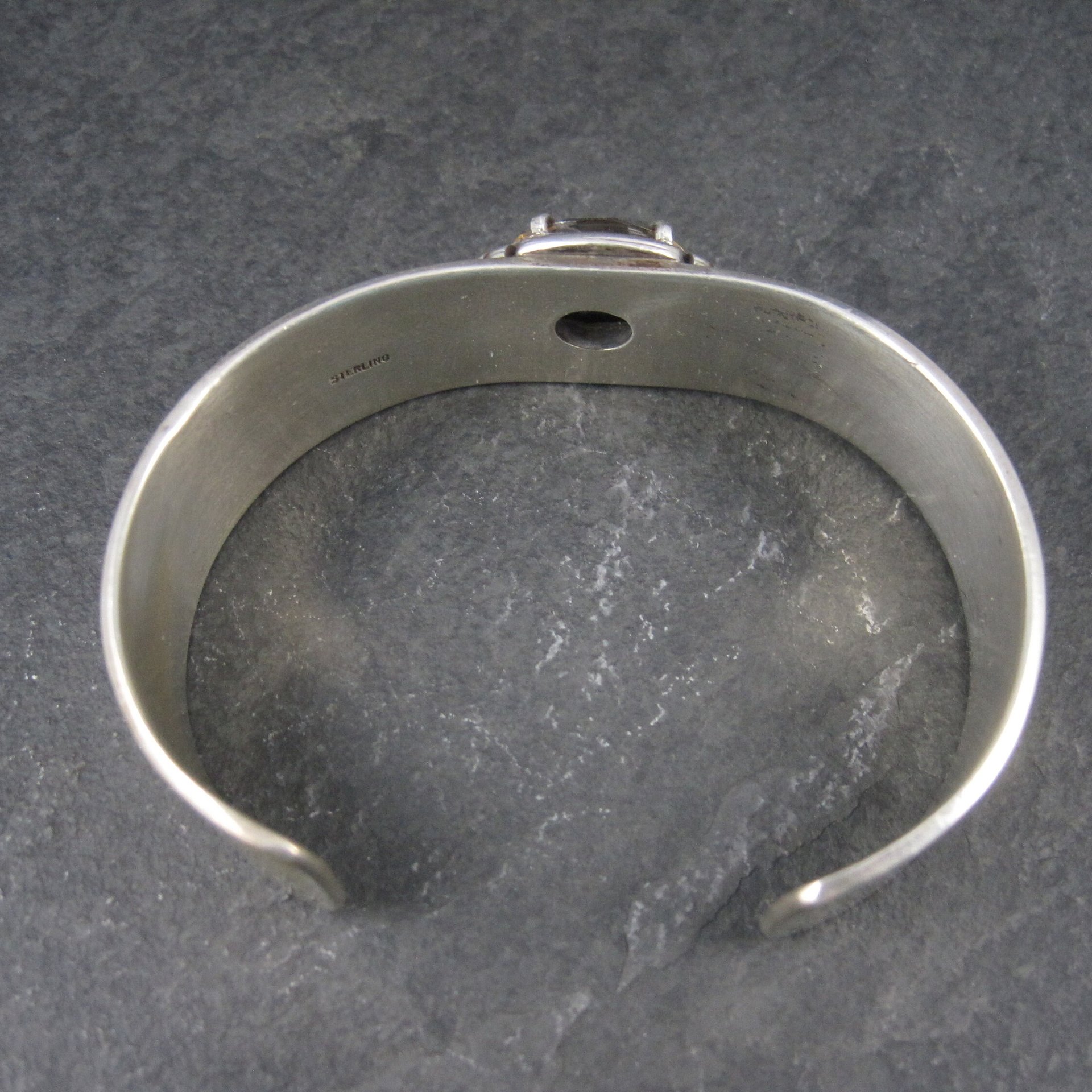 Heavy Southwestern Sterling Citrine Cuff Bracelet 6.5 Inches