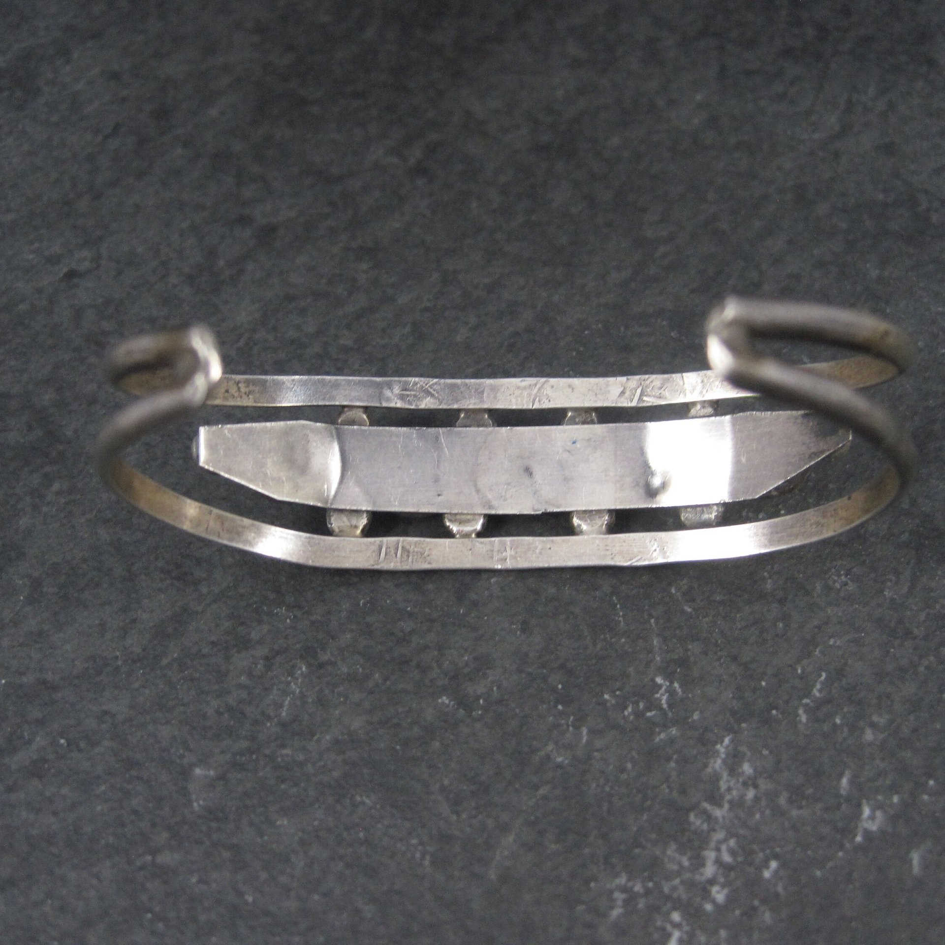 Vintage Southwestern Sterling Malachite Mother of Pearl Cuff Bracelet 6 Inches