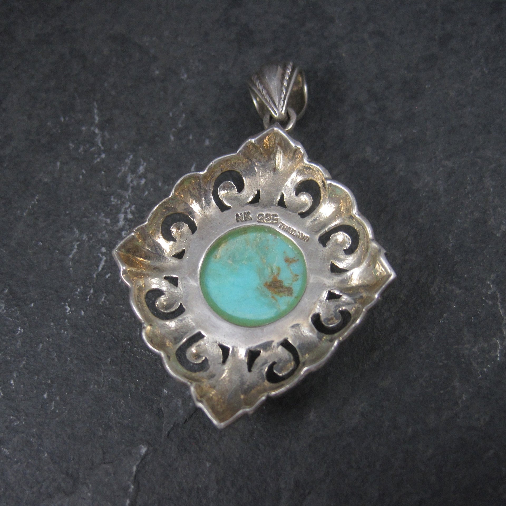 Vintage 90s Sterling Turquoise Pendant Thailand
