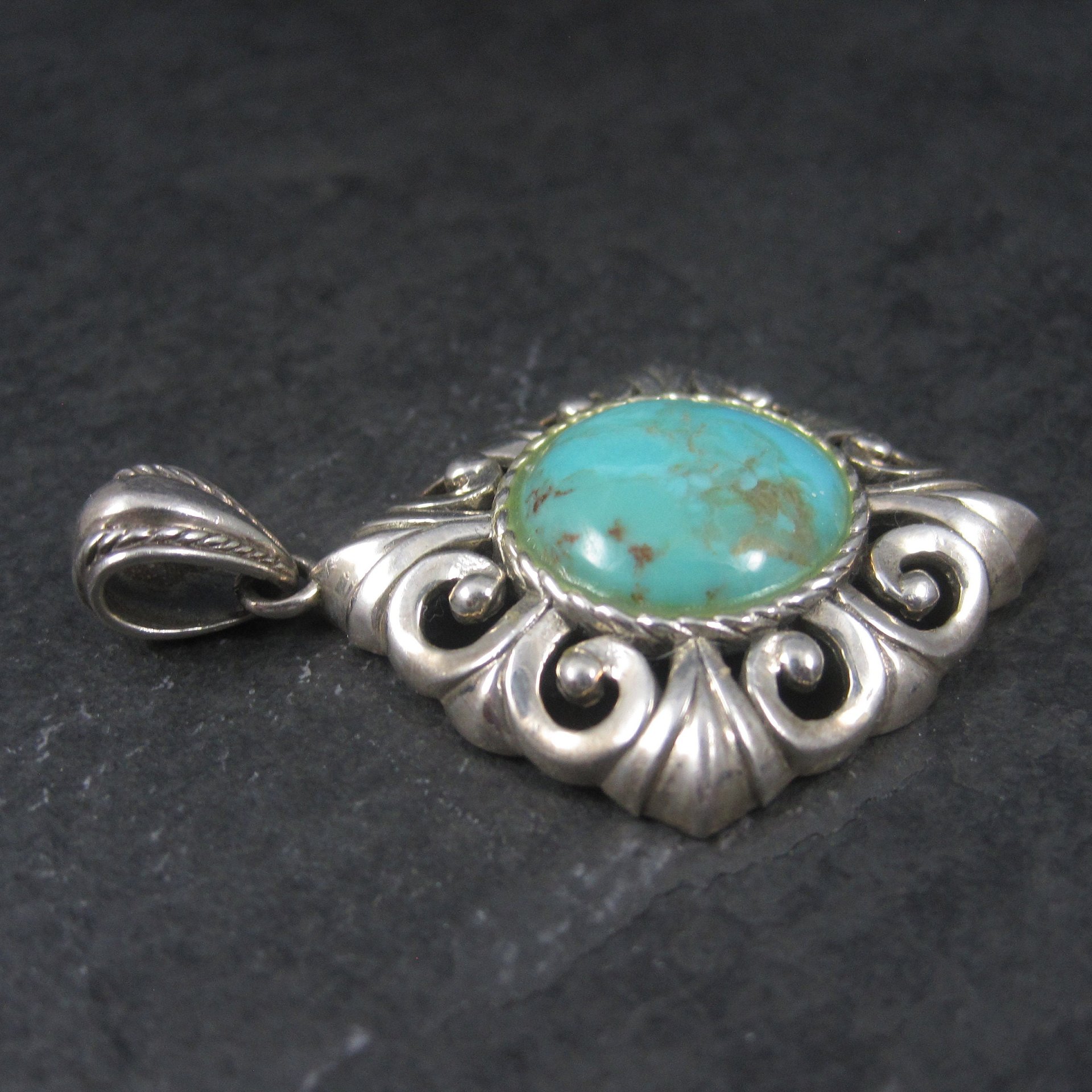 Vintage 90s Sterling Turquoise Pendant Thailand