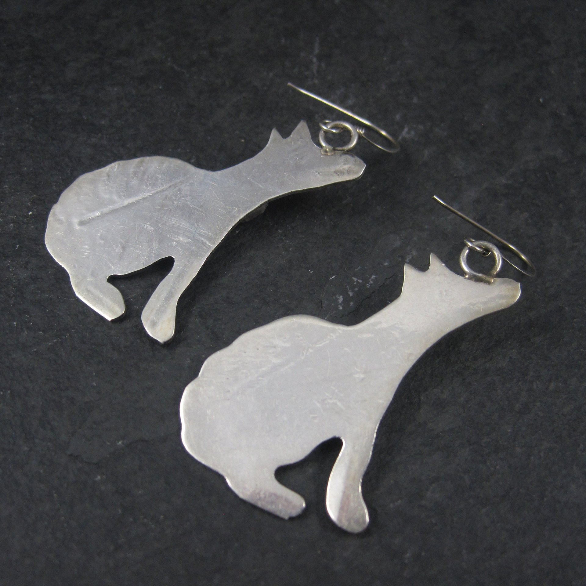 Vintage Southwestern Sterling Coyote Turquoise Earrings