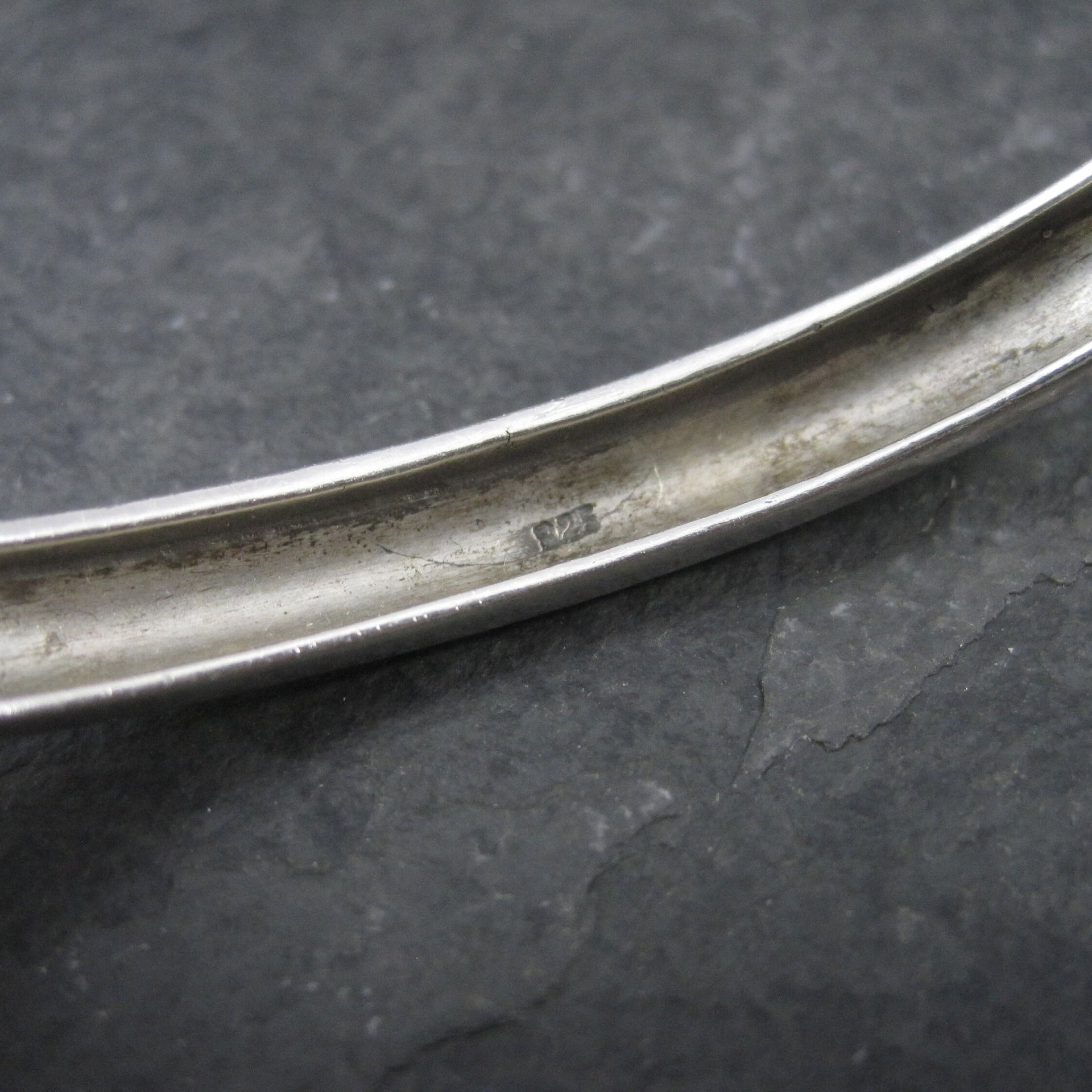Vintage Sterling Marcasite Heart Bangle Bracelet 7 Inches