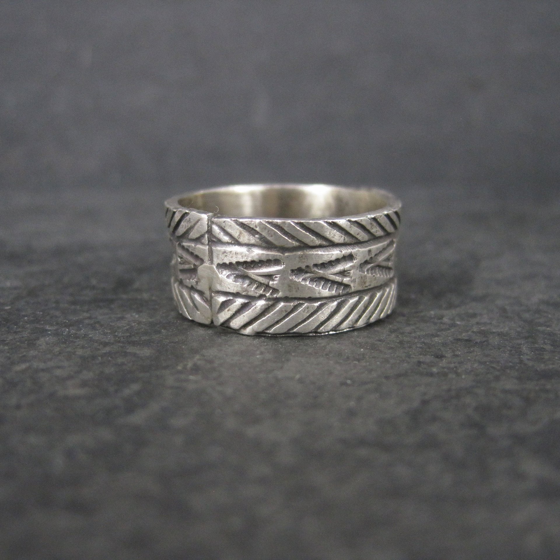 Wide Vintage Southwestern Sterling Band Ring Available in Sizes 8 and 10 Nathan Lovato