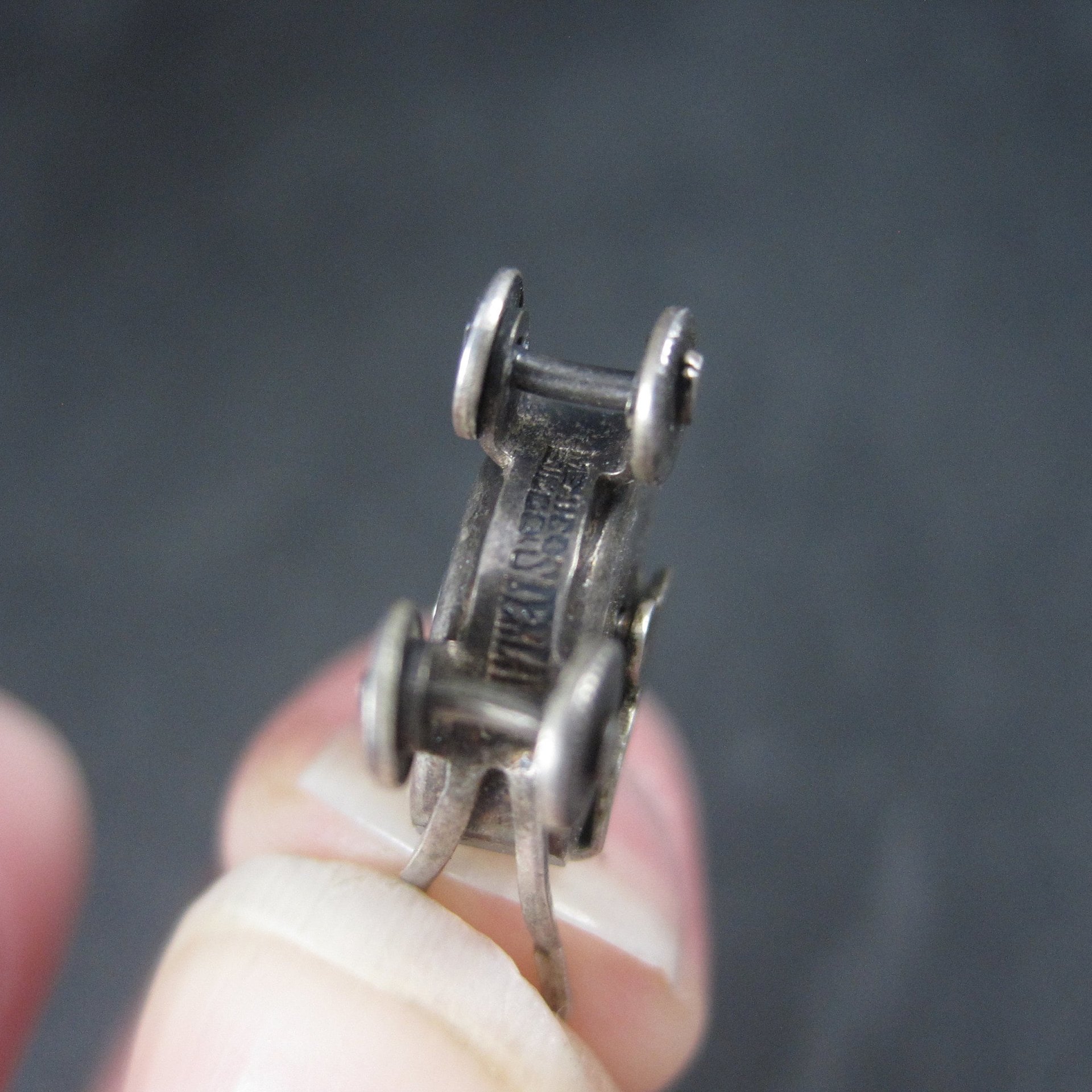 Tiny Antique Mexican Sterling Articulated Baby Stroller Charm