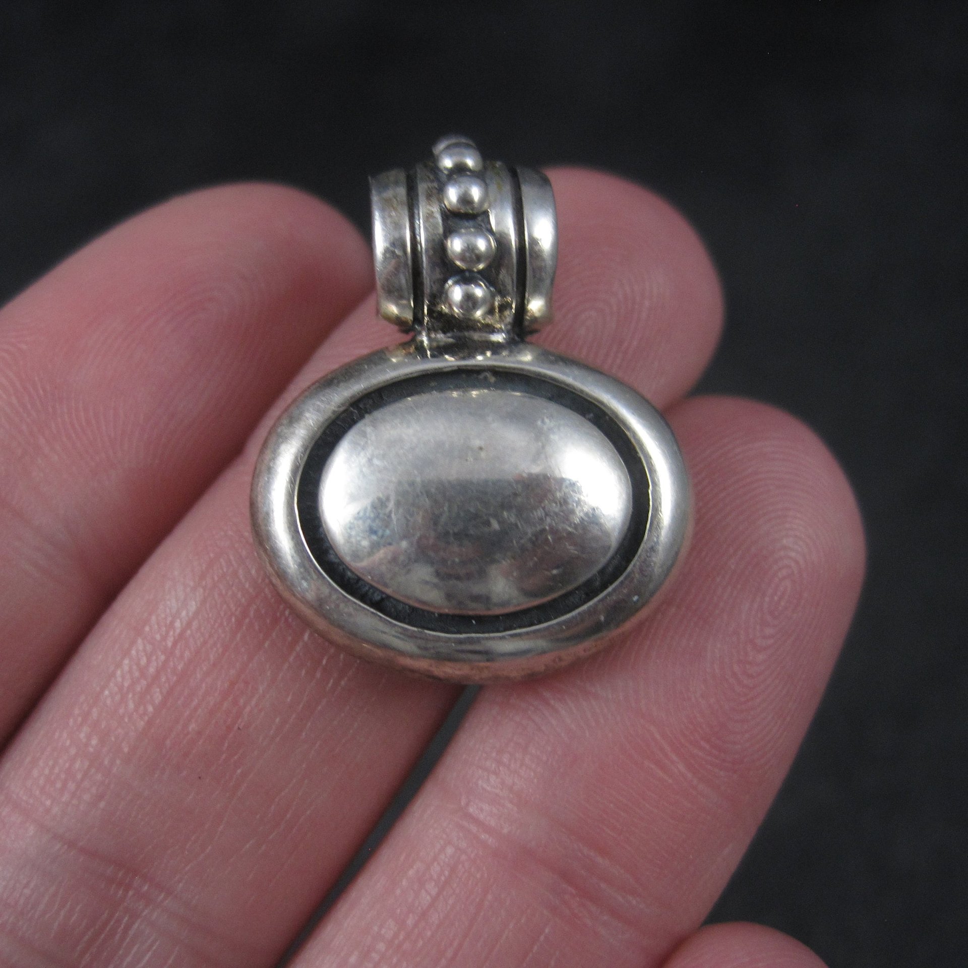 Vintage Oval Balinese Sterling Pendant