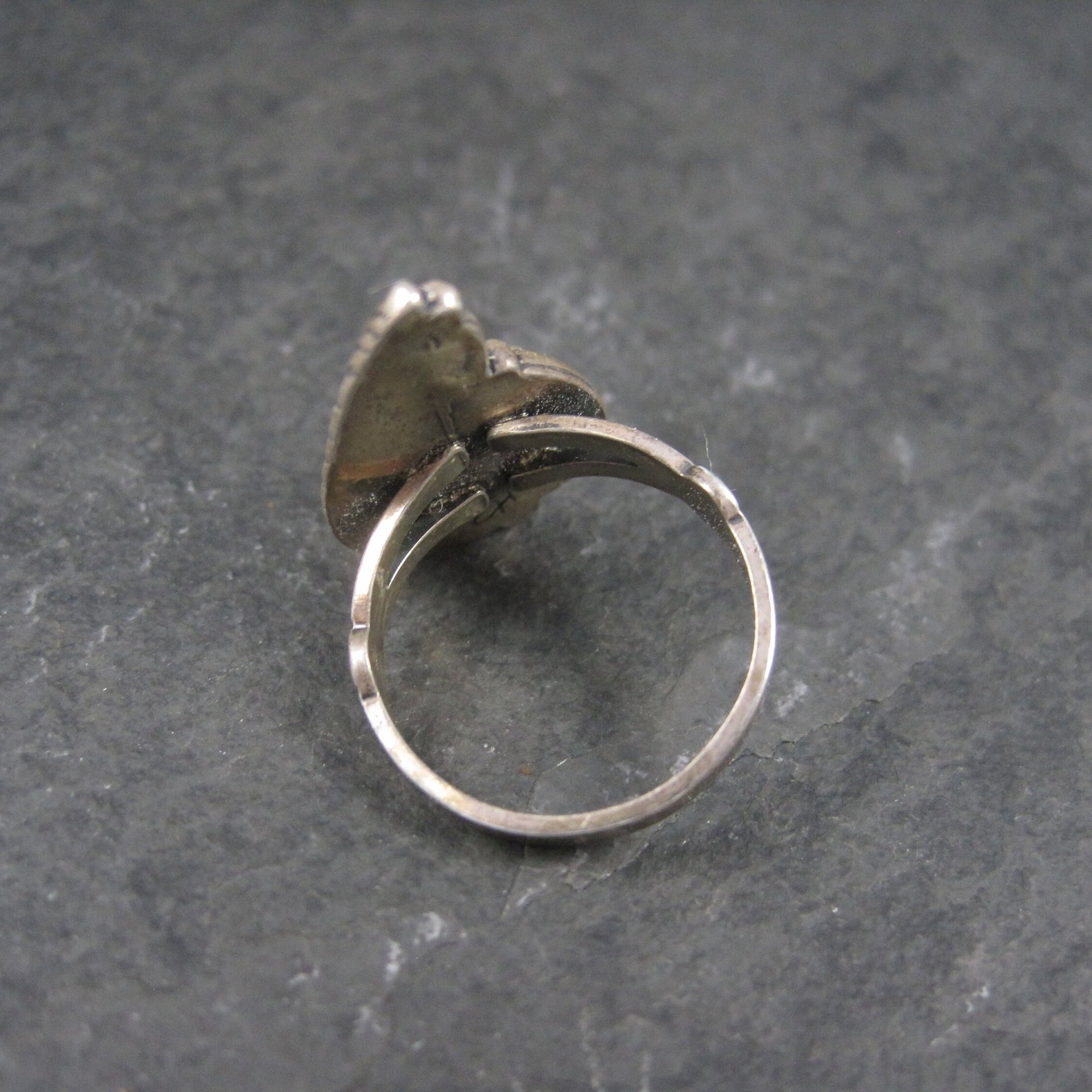 Vintage Southwestern Sterling Paua Shell Feather Ring Size 5.5
