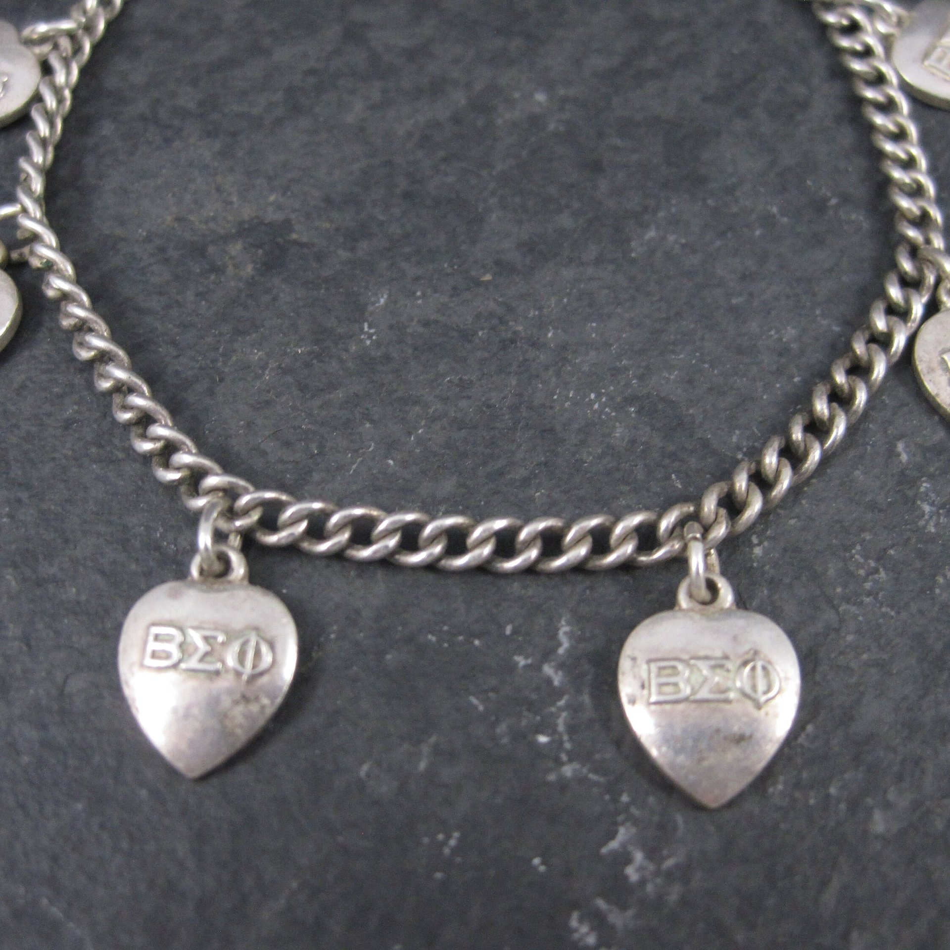 Vintage Sterling Beta Sigma Phi Charm Bracelet 1951-1958