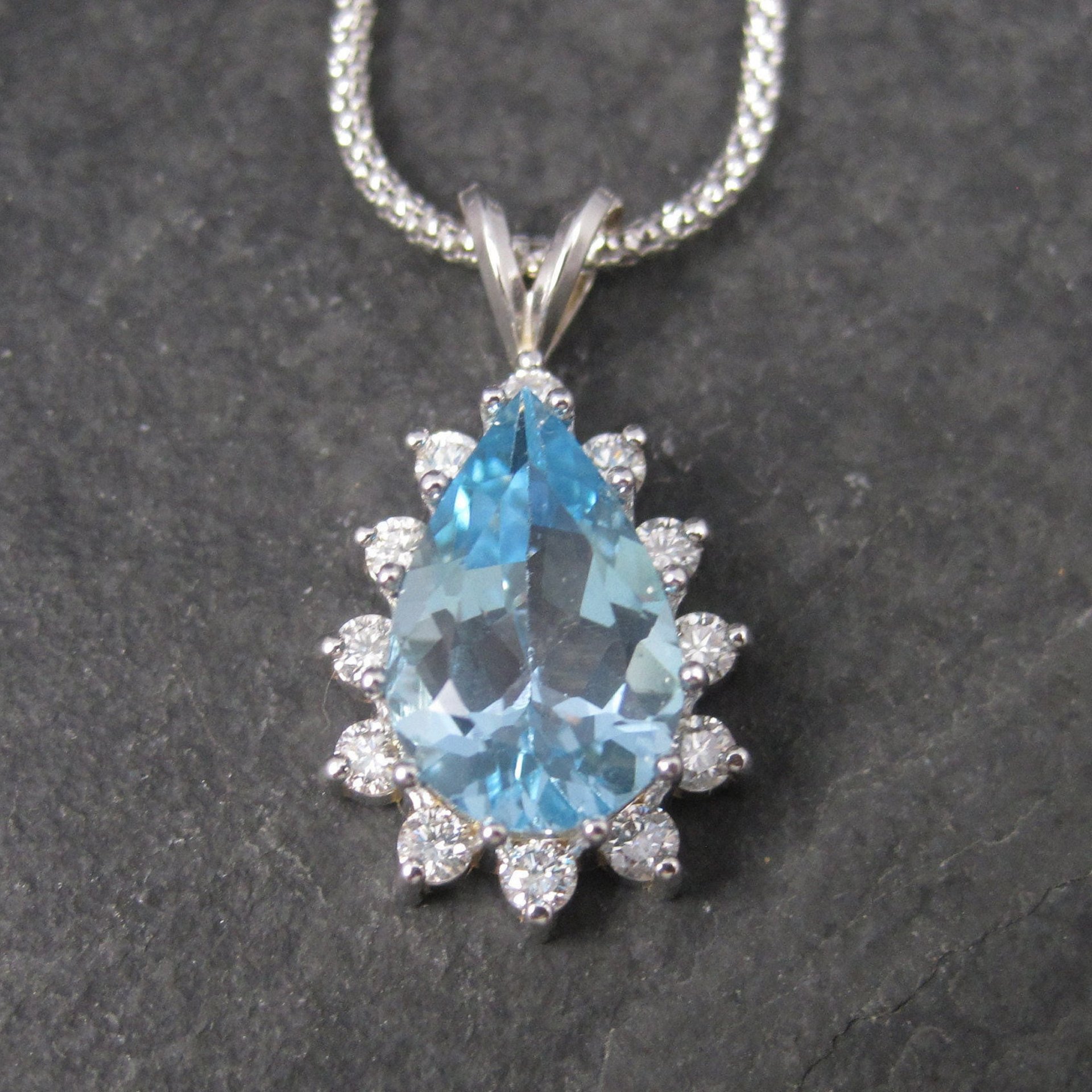 Vintage 14K Topaz Diamond Necklace