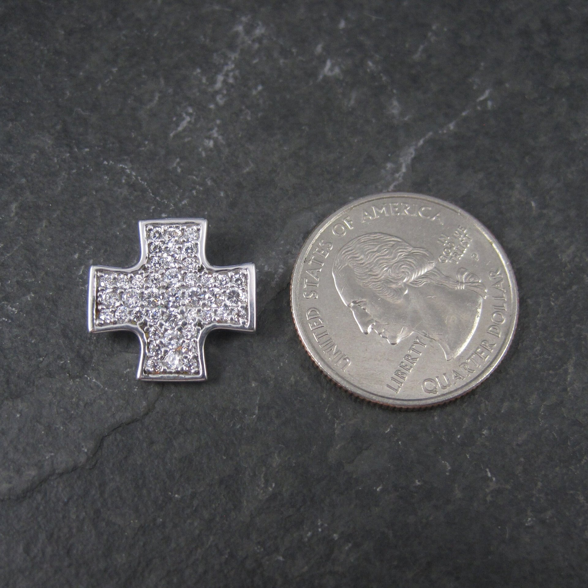 Retro Sterling Cz Maltese Cross Pendant
