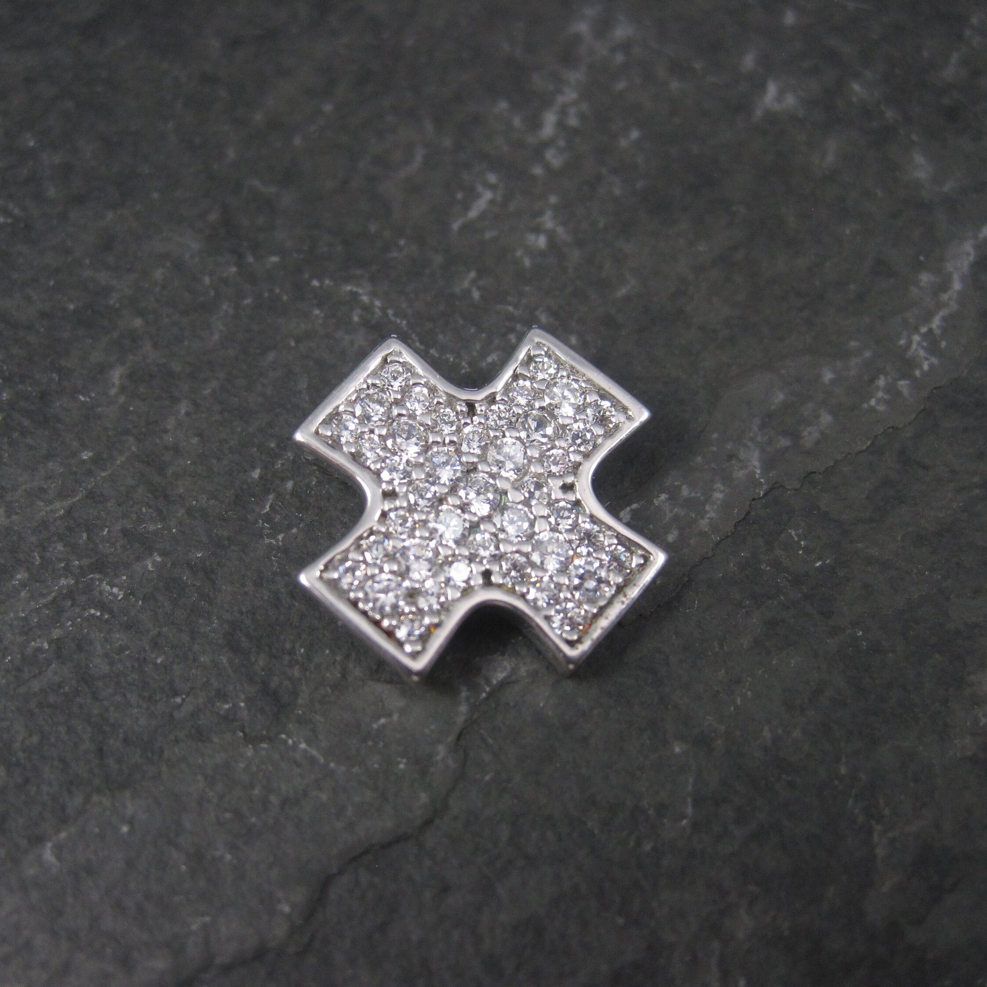 Retro Sterling Cz Maltese Cross Pendant