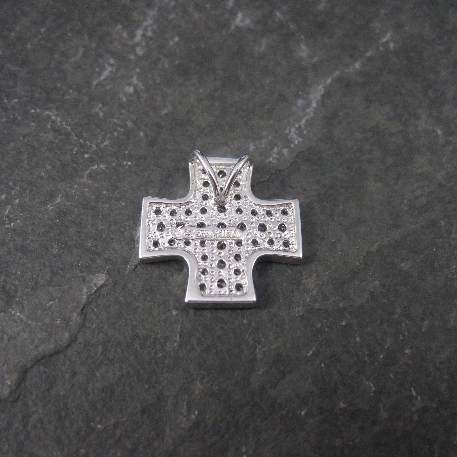 Retro Sterling Cz Maltese Cross Pendant