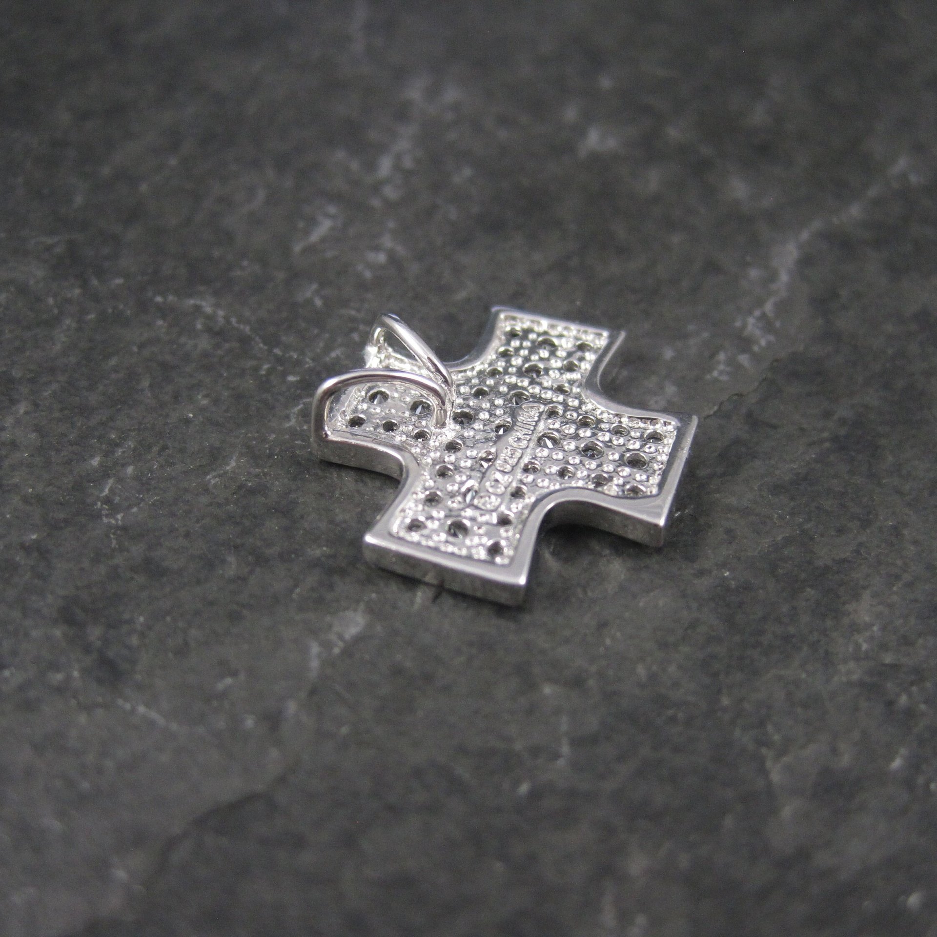 Retro Sterling Cz Maltese Cross Pendant