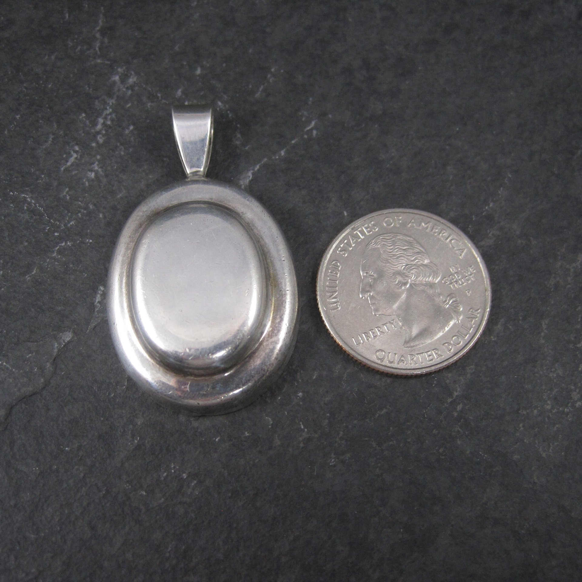 Vintage Domed Modernist Sterling Oval Pendant