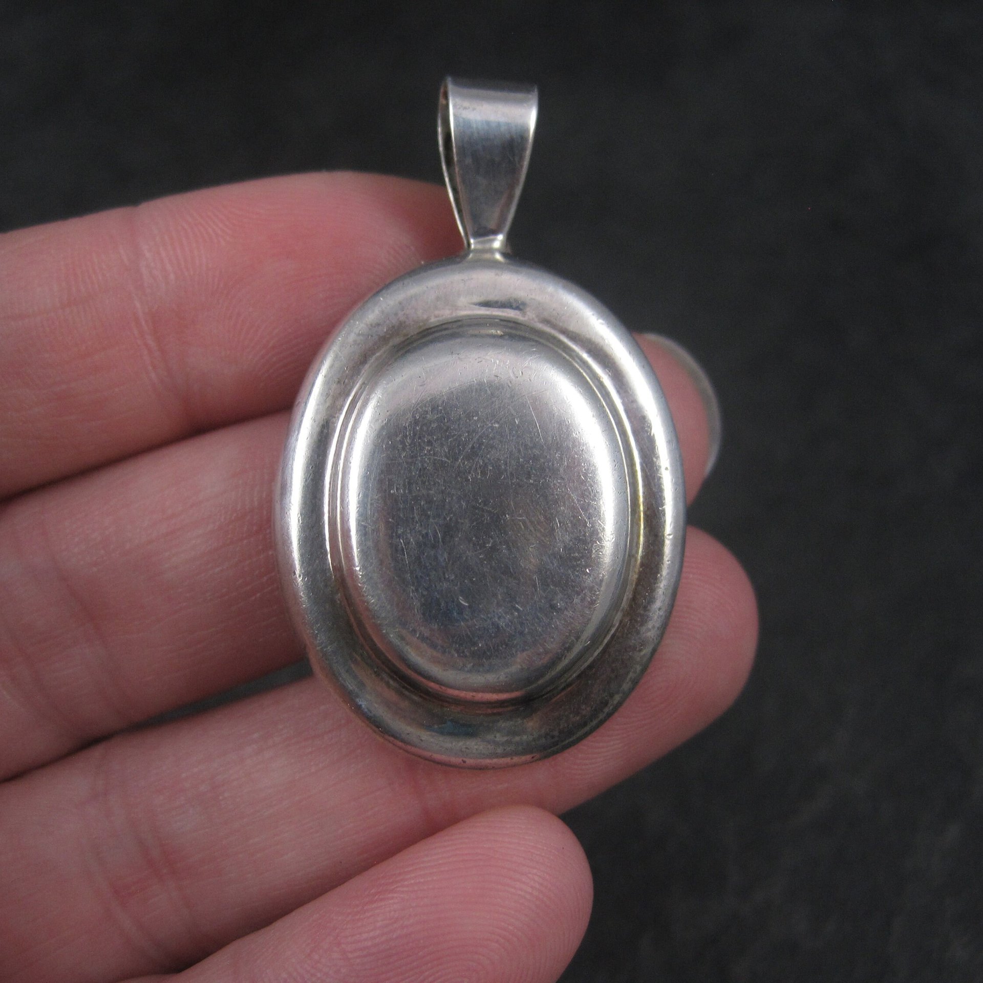 Vintage Domed Modernist Sterling Oval Pendant