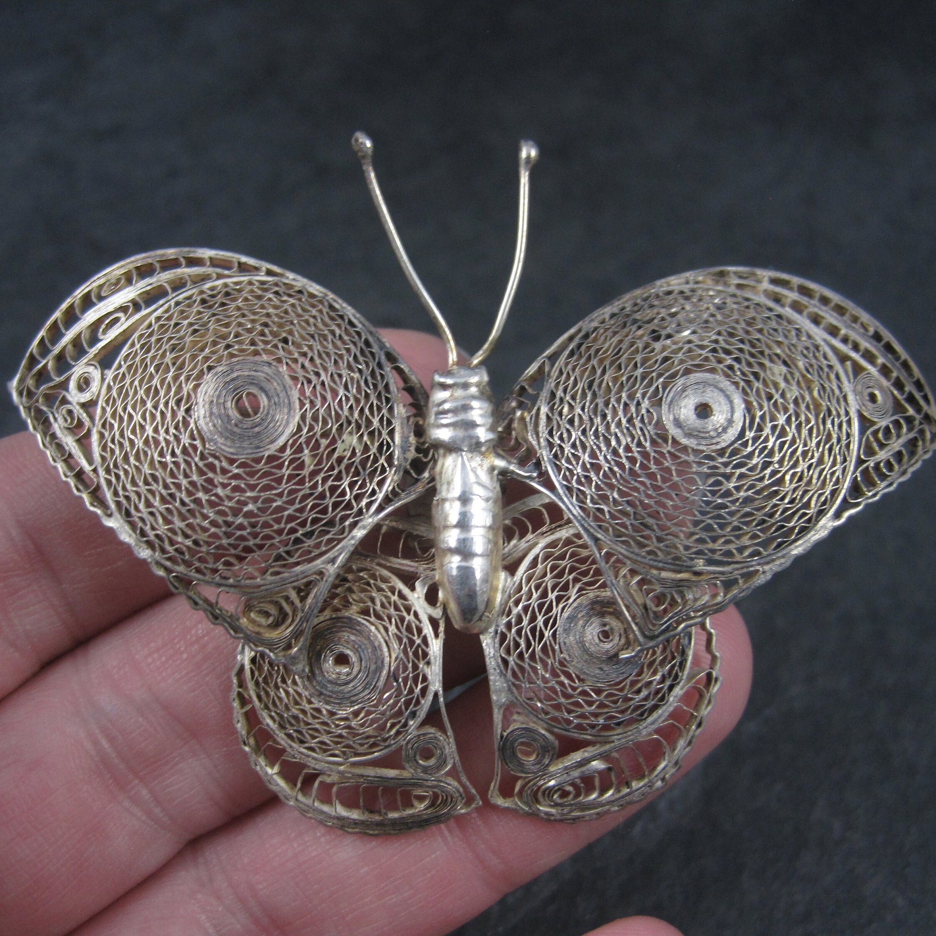 Estate Spun Sterling Butterfly Brooch